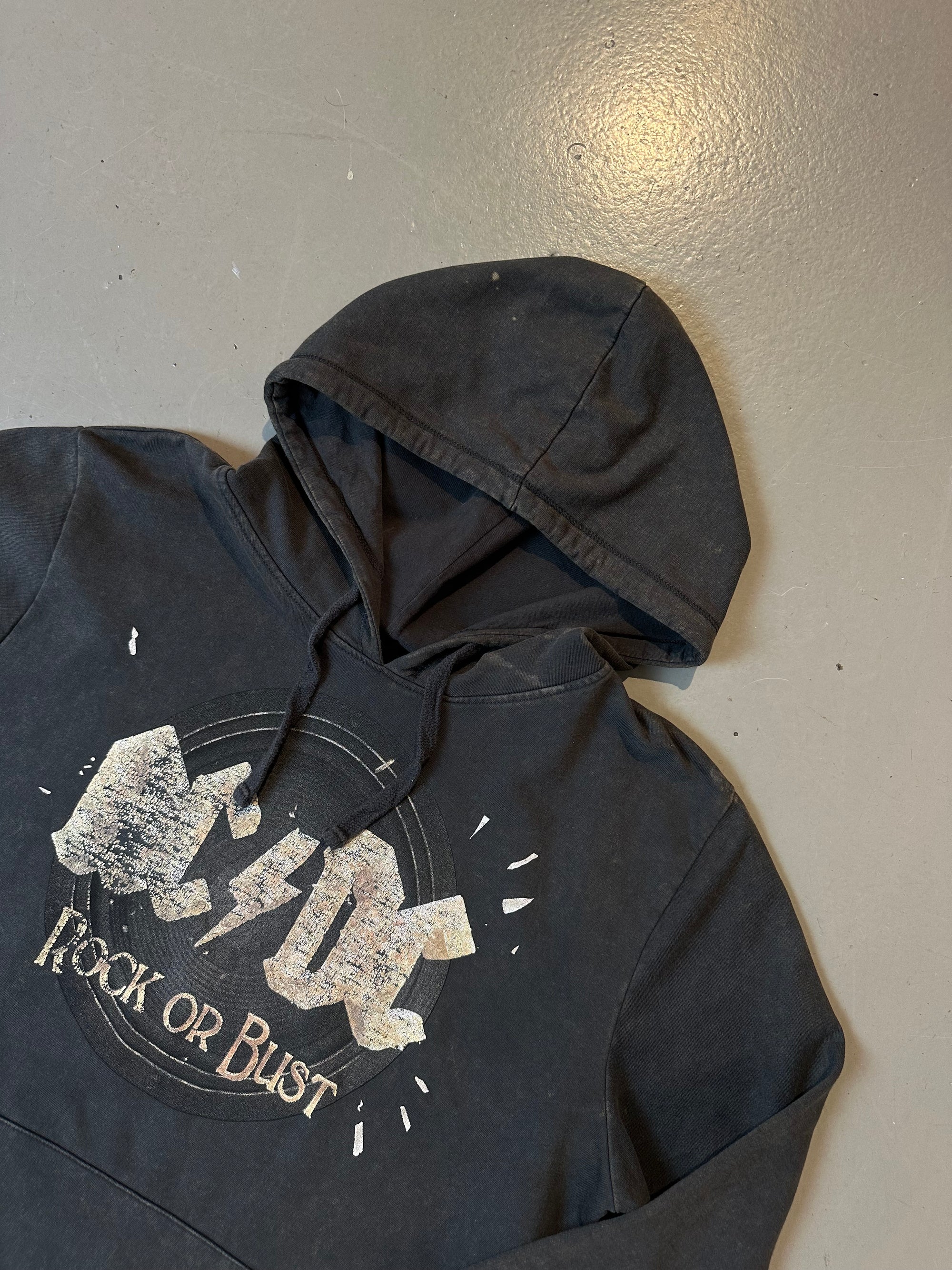 Vintage Grey Washed ACDC Hoodie L/XL