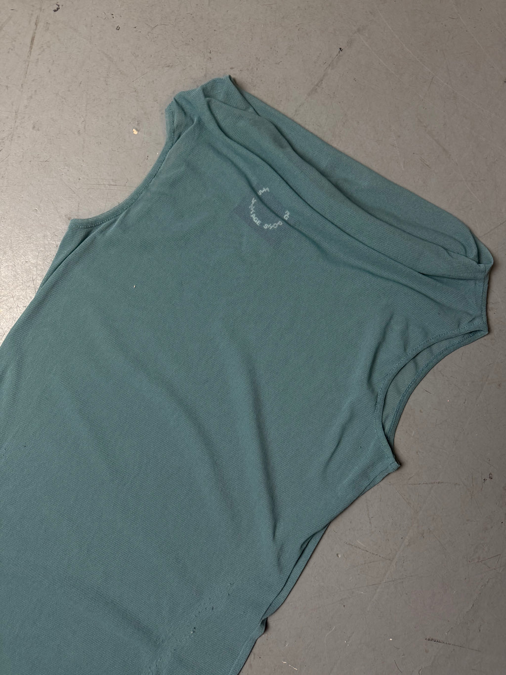 Vintage Blue Mesh Seethrough Tank Top M