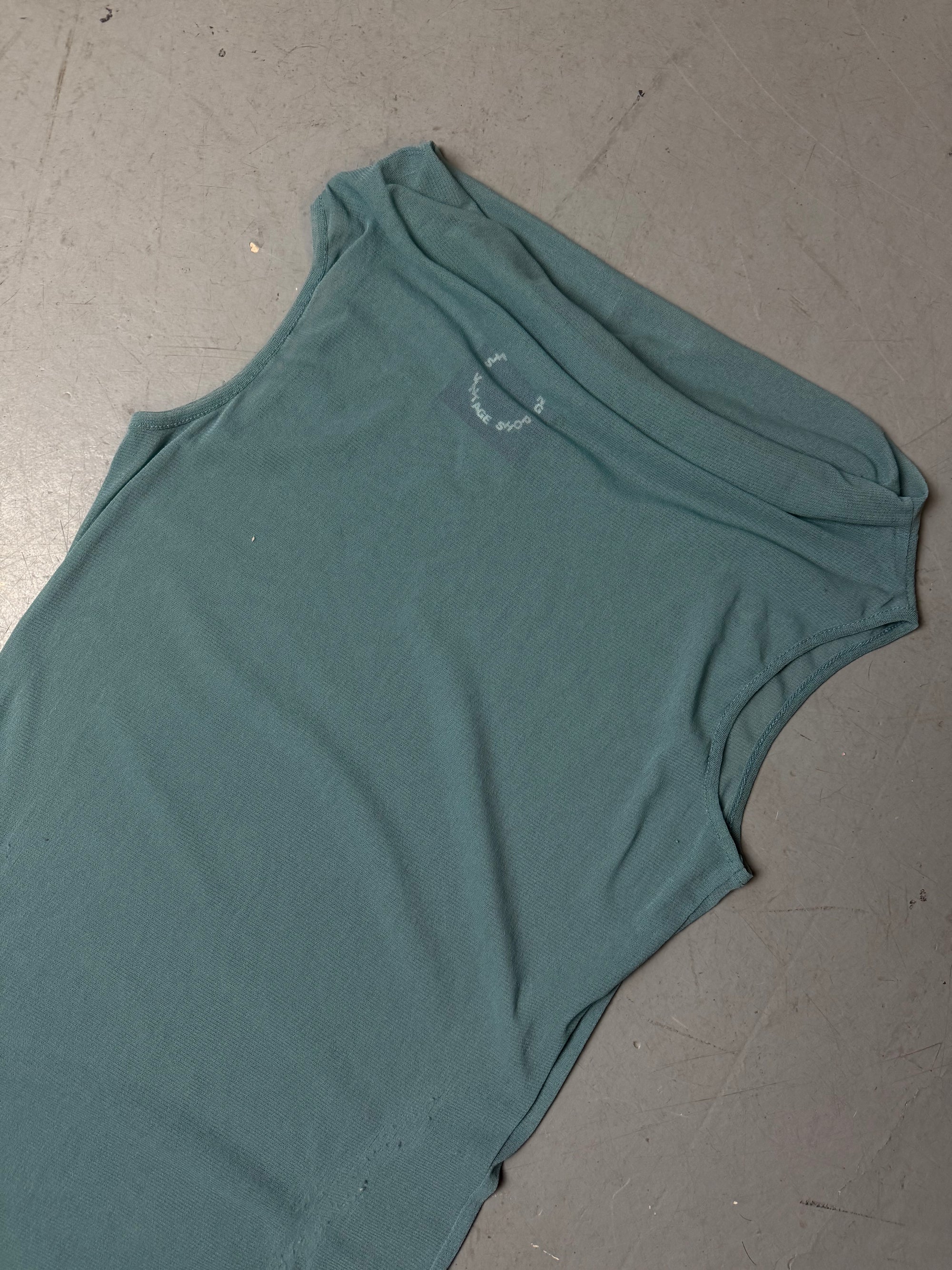 Vintage Blue Mesh Seethrough Tank Top M