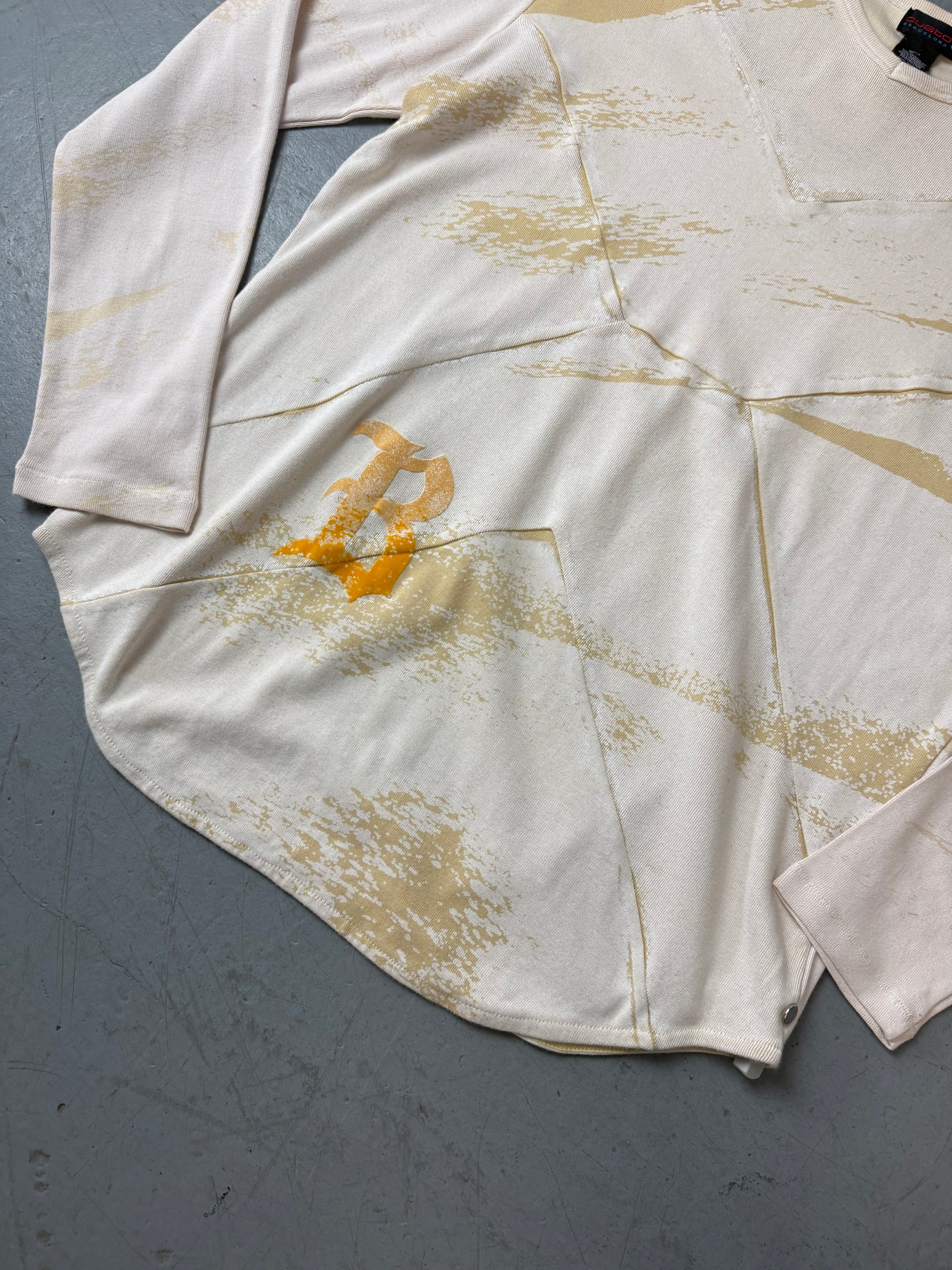 Vintage Custo Barcelona beige Longsleeve für Herren. Y2k 2000s Fashion 