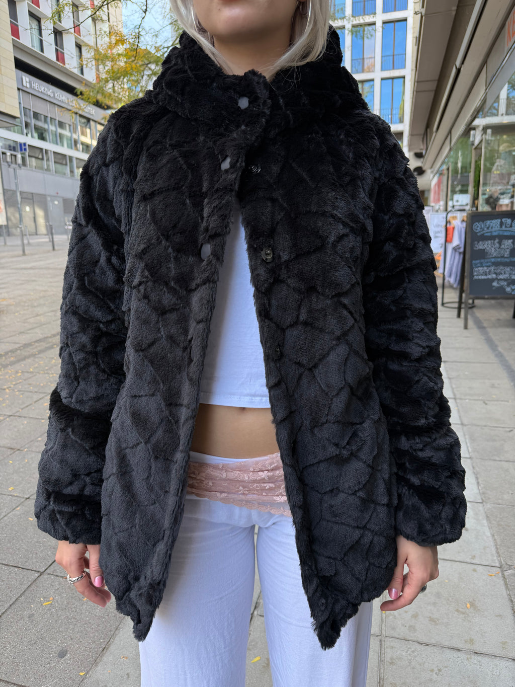 Vintage Faux Fur Hooded Jacke (L)