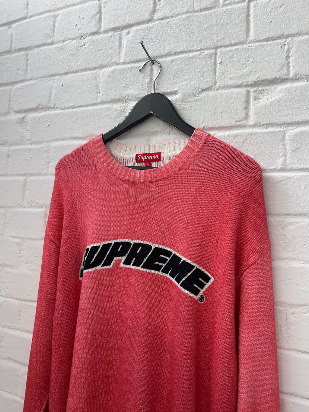 Supreme Printed Washed Knit Sweater Pink (L)