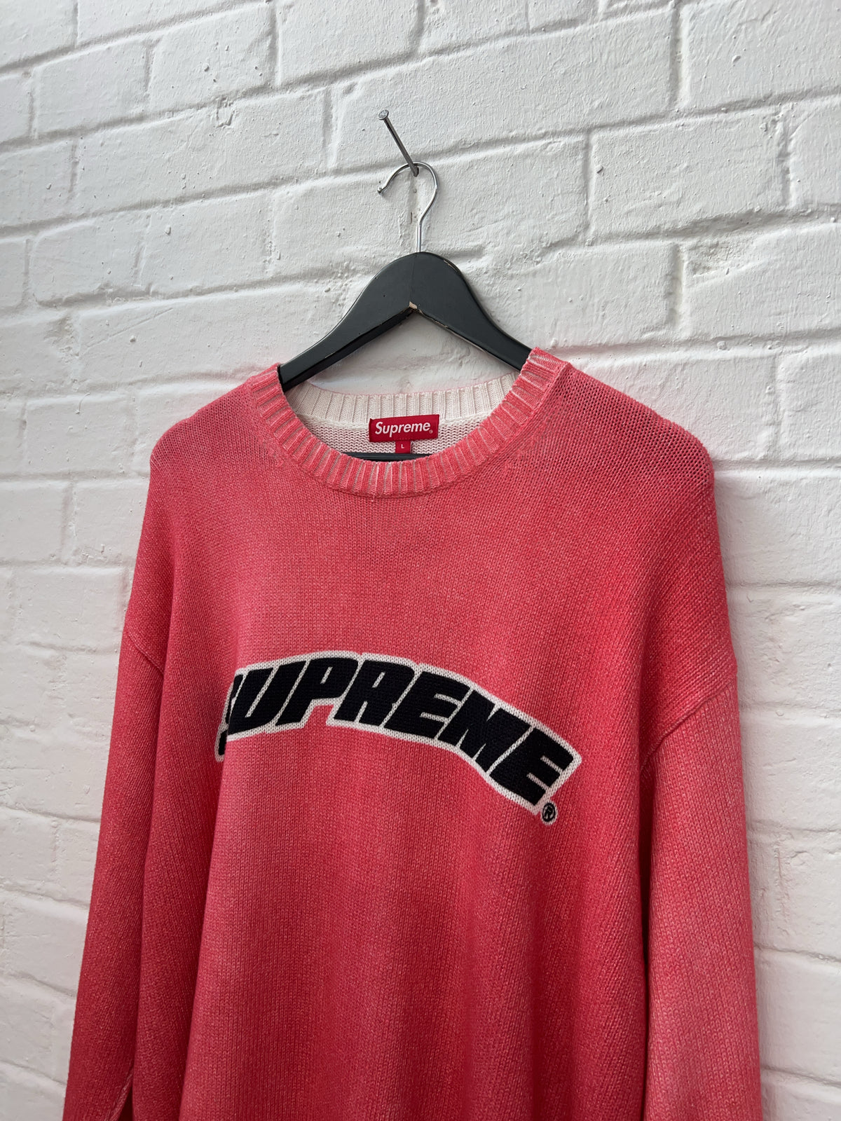 Supreme Printed Washed Knit Sweater Pink (L)