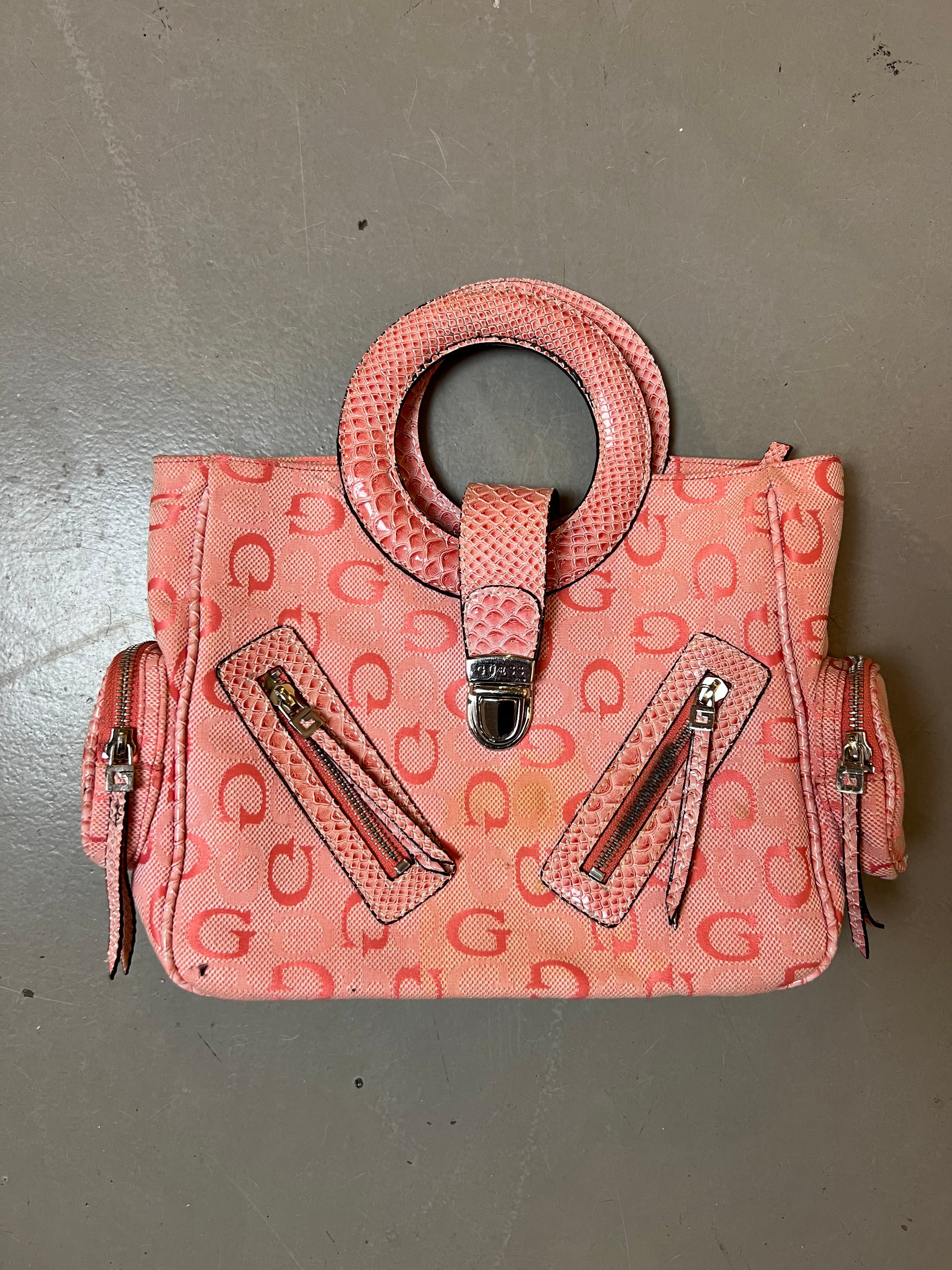 Vintage Pink Silver Detailed Guess Bag