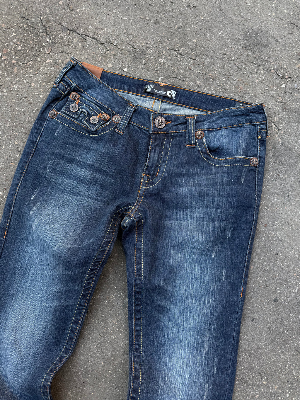Y2K Laguna Beach „Hermosa Beach“ Dark Blue Mid Waist Denim für Damen. Y2K 2000s Fashion