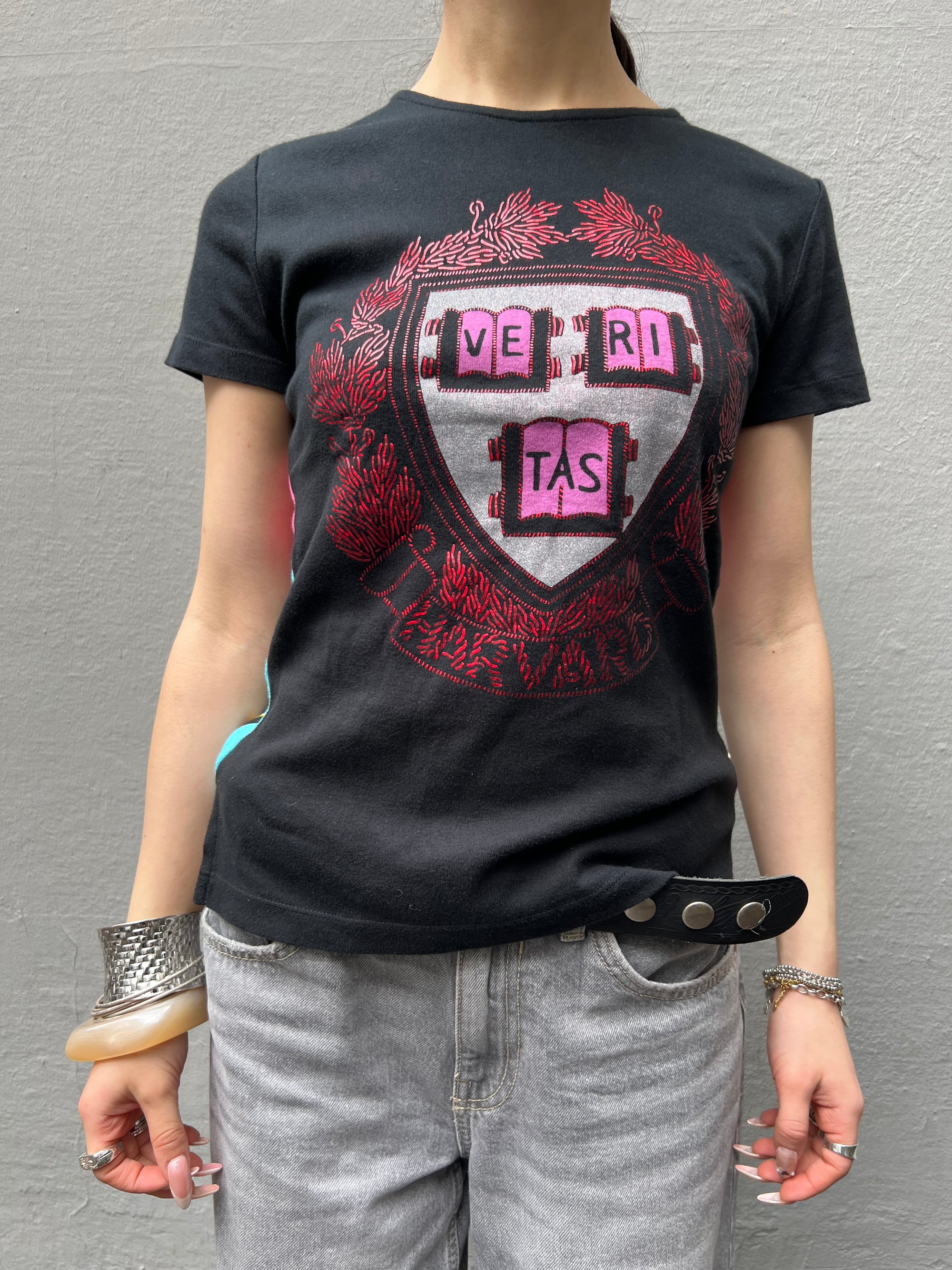Vintage Black & Pink Custo Barcelona Graphic Tee S