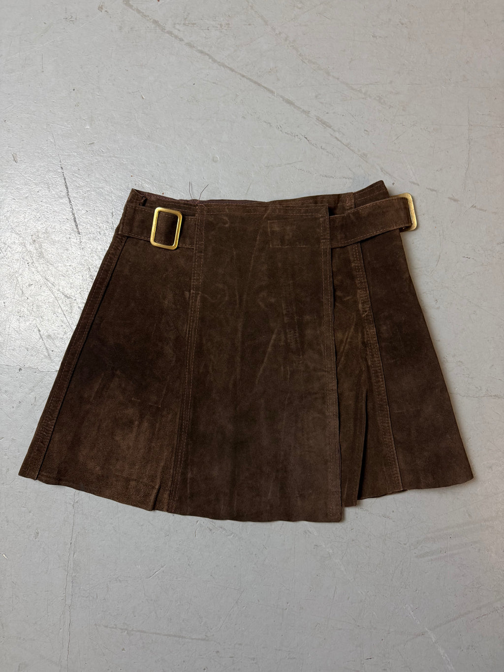 Vintage Brown Suede Mini Skirt XS