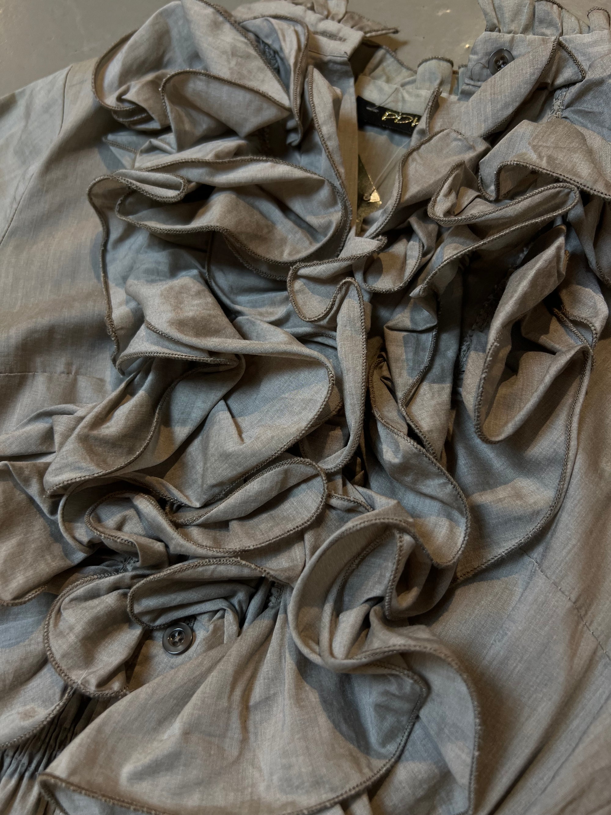 Vintage Beige Ruffle Blouse S