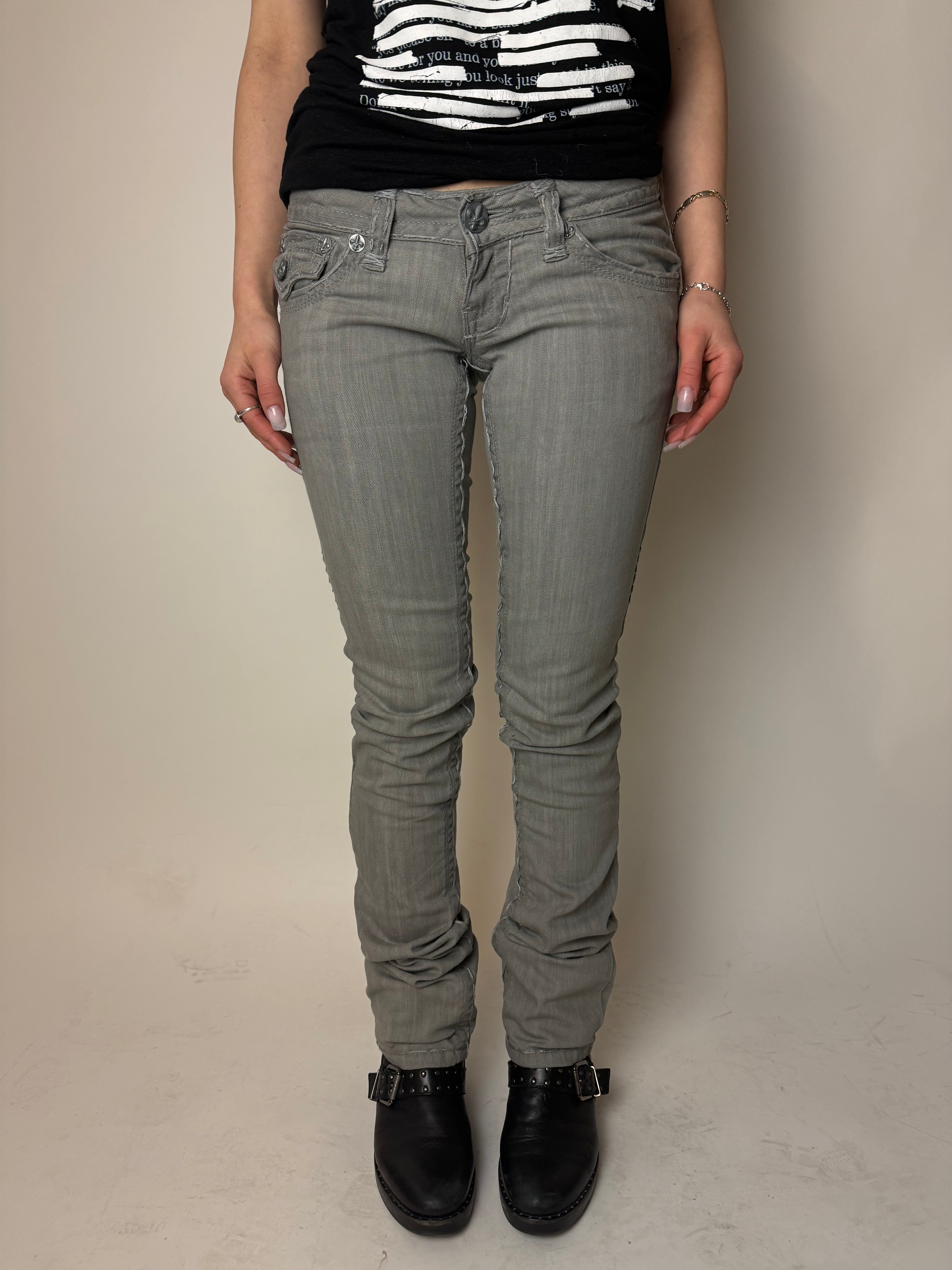 Y2K Laguna Beach „Dana Point“ Grey Low Waist Denim für Damen. Y2K 2000s Fashion