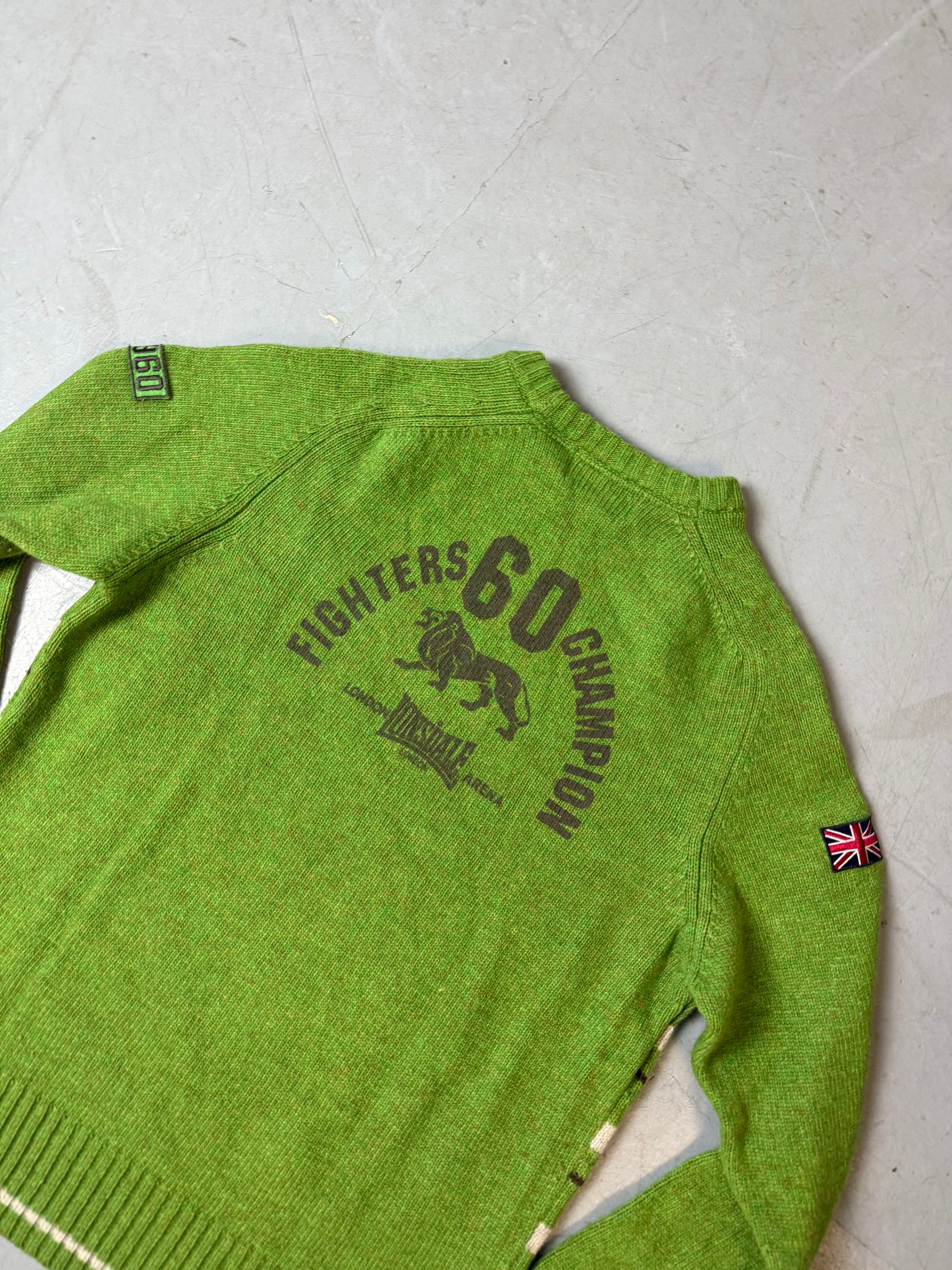 Vintage Lonsdale Green Striped Knit Sweater M/L