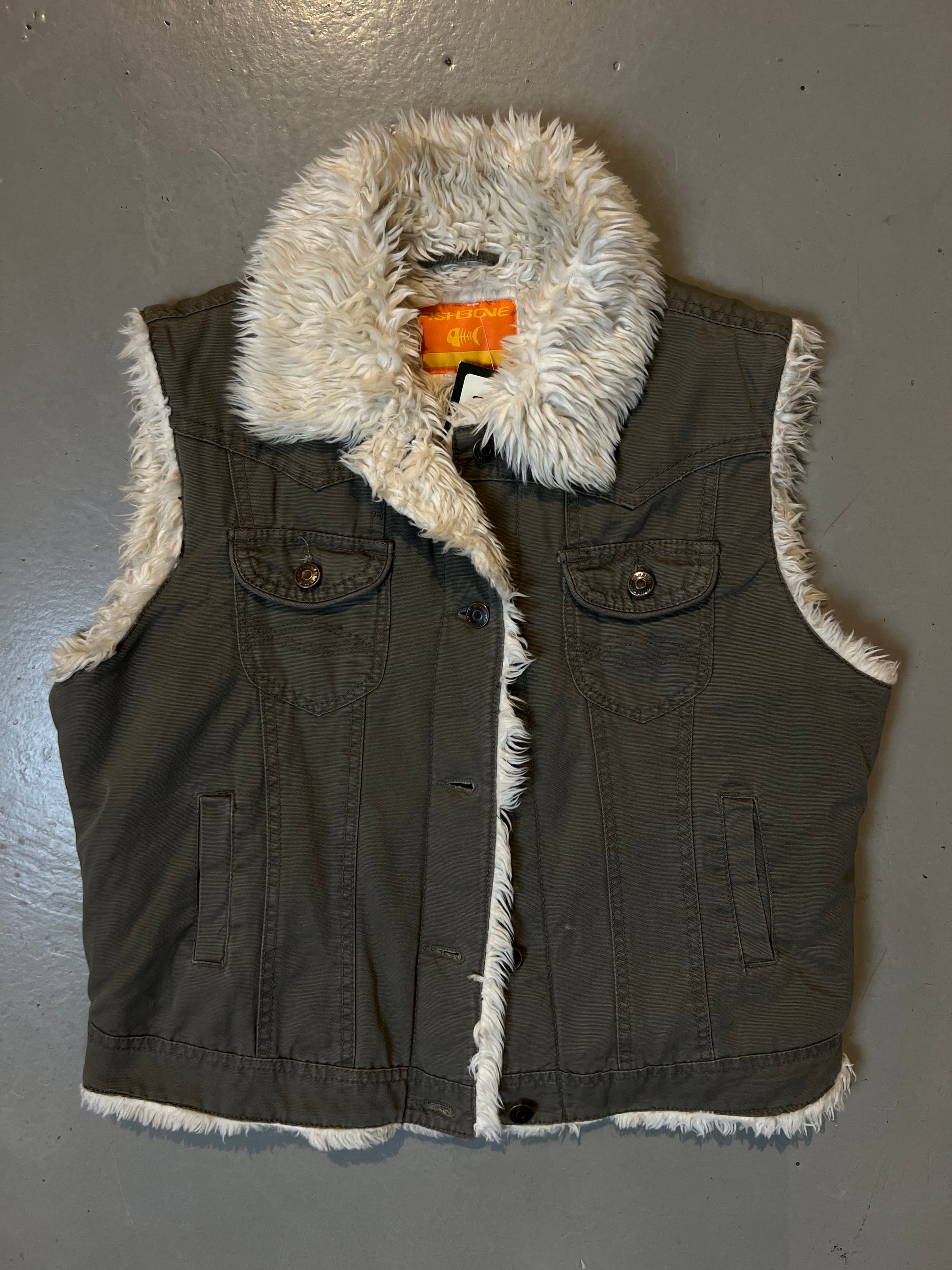Vintage Fur Green Vest M/L