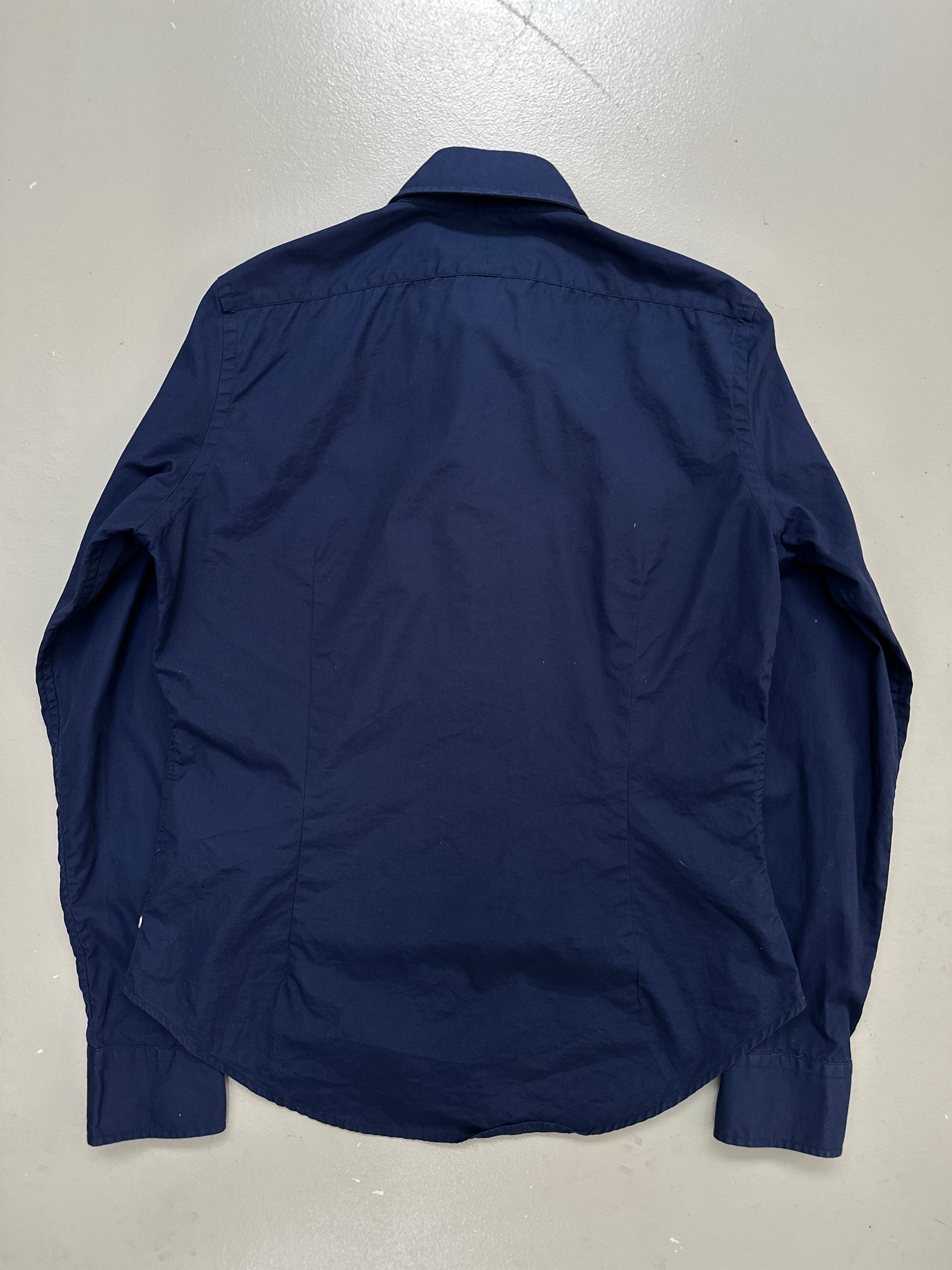 Vintage Polo Ralph Lauren Dark Blue Button Up Shirt für Frauen. Y2K Second Hand 2000s Fashion