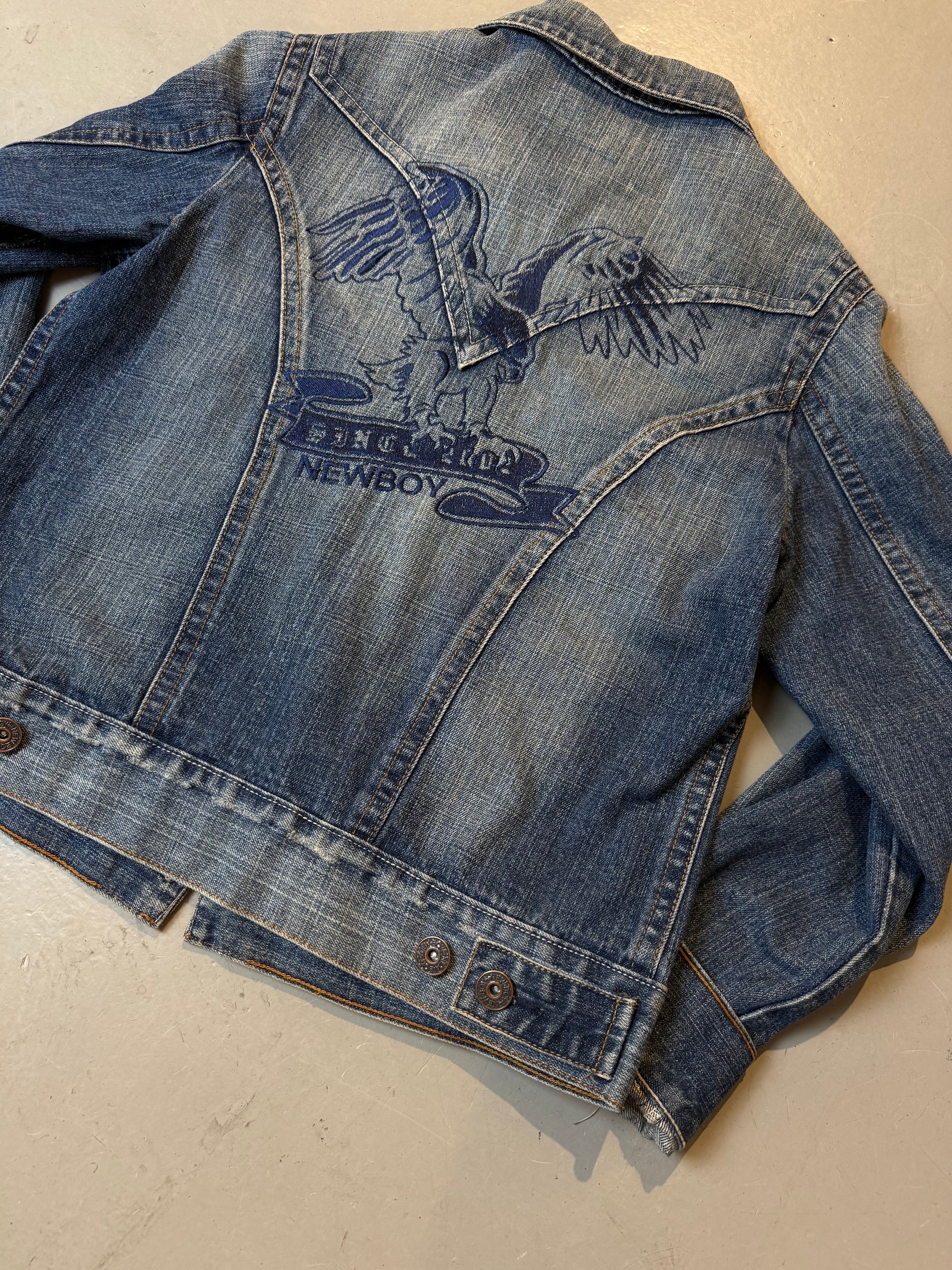 Vintage New Boy Denim Jacket with Back Print M