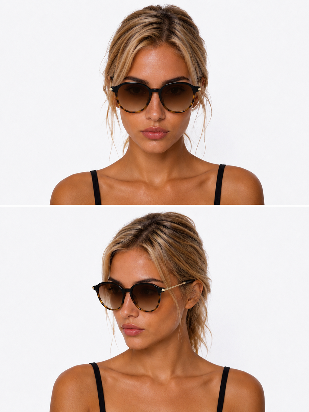 Victoria Beckham Gold and Brown Sunglasses