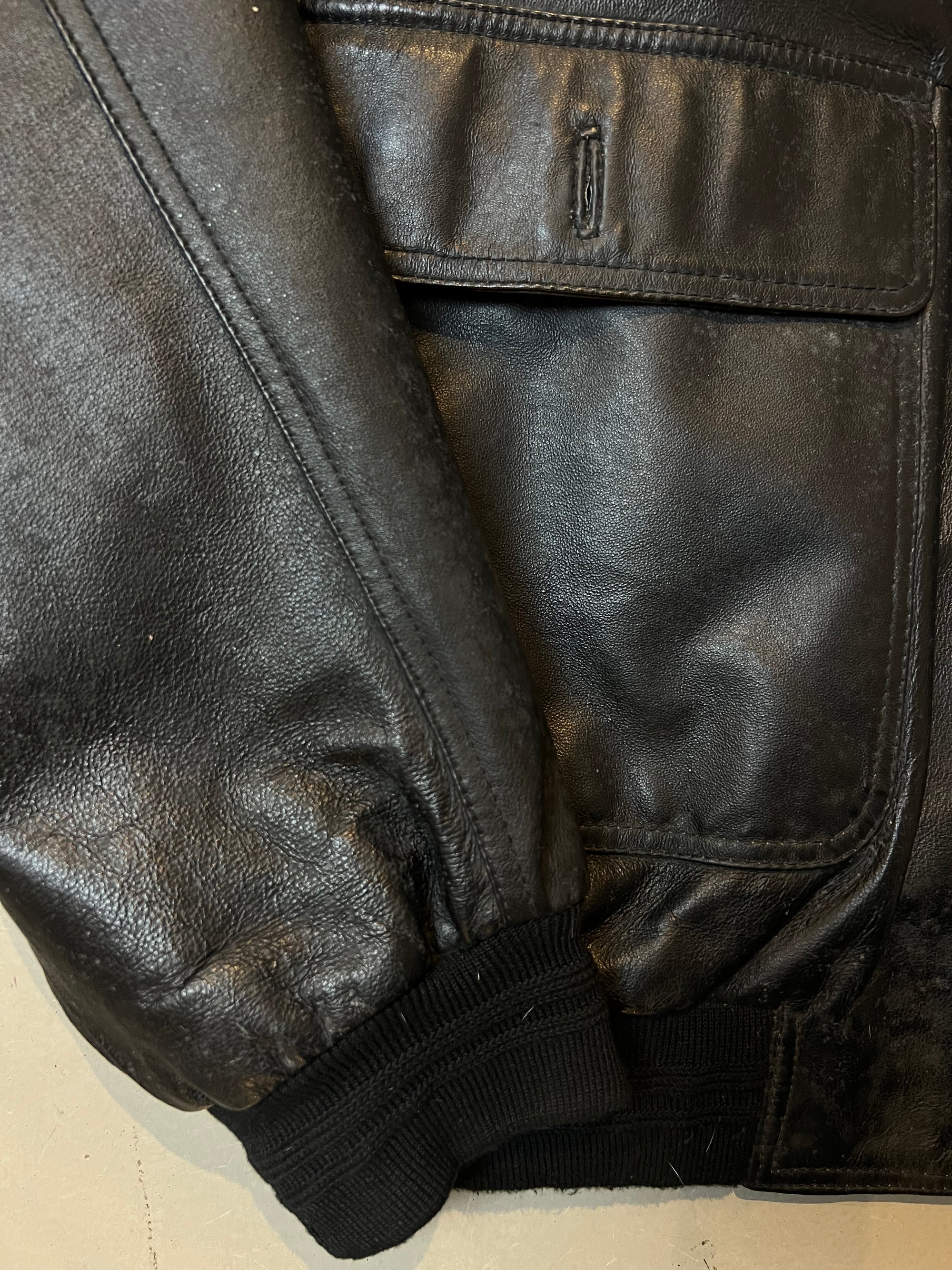 Vintage Black Button Up Leather Jacket L/XL