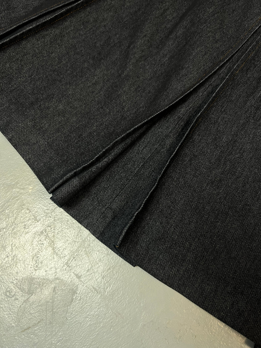 Vintage Black Denim Midi Skirt S