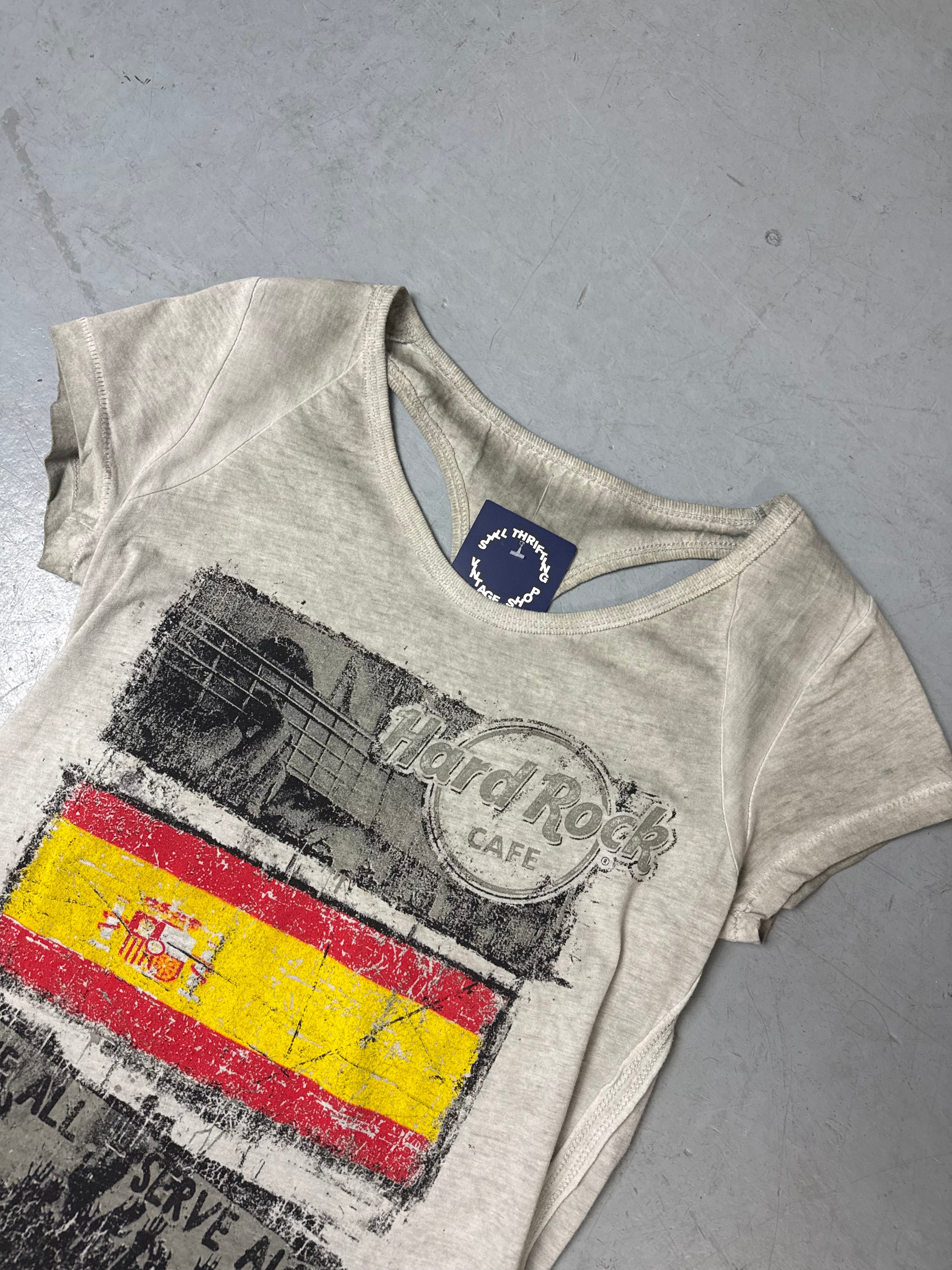 Detailliertes Produktbild von Vintage Hard Rock Café Valencia T-Shirt S von vorne 