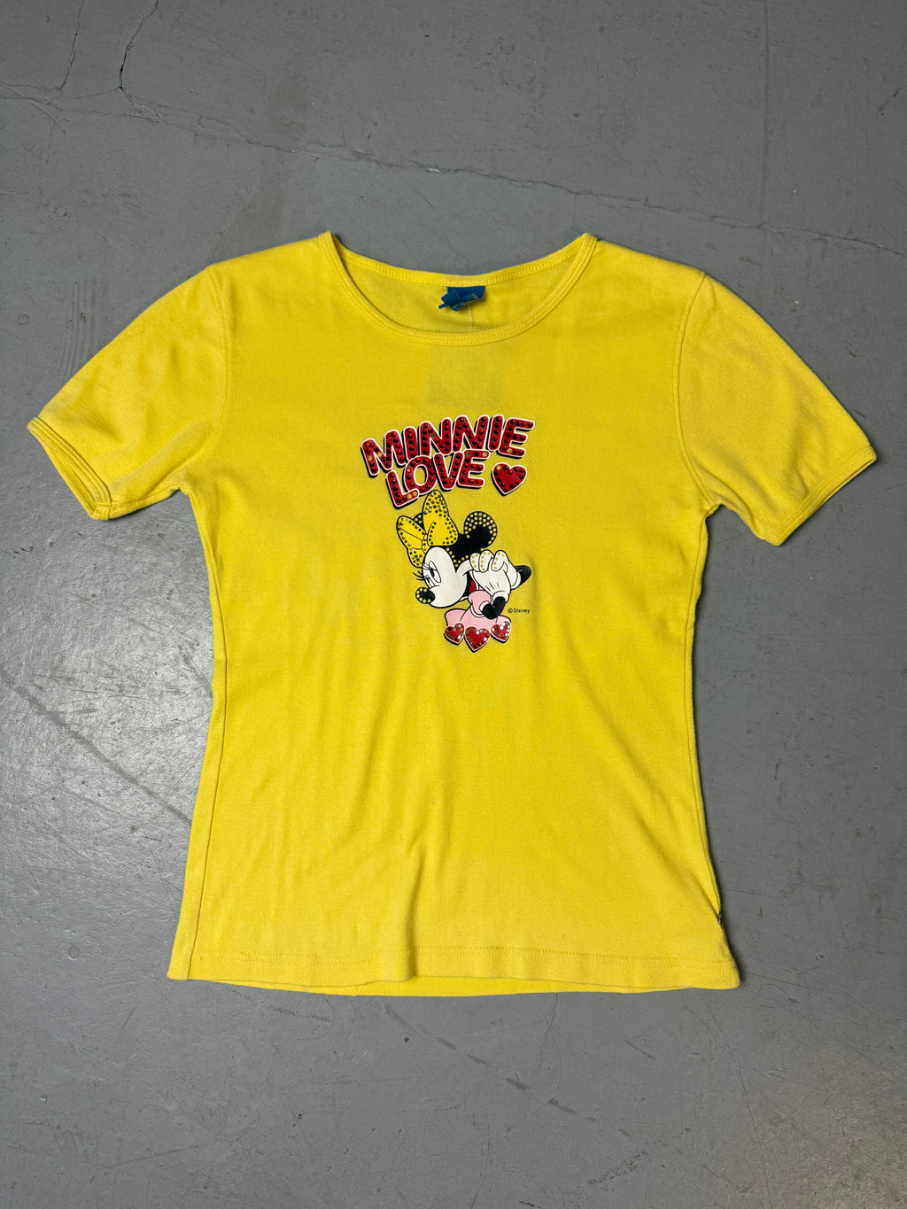 Produktbild von Vintage Disney Minnie Mouse T-Shirt S/M von vorne auf grauem Boden 