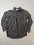 Vintage Lacoste Grey Striped Button Up Shirt L