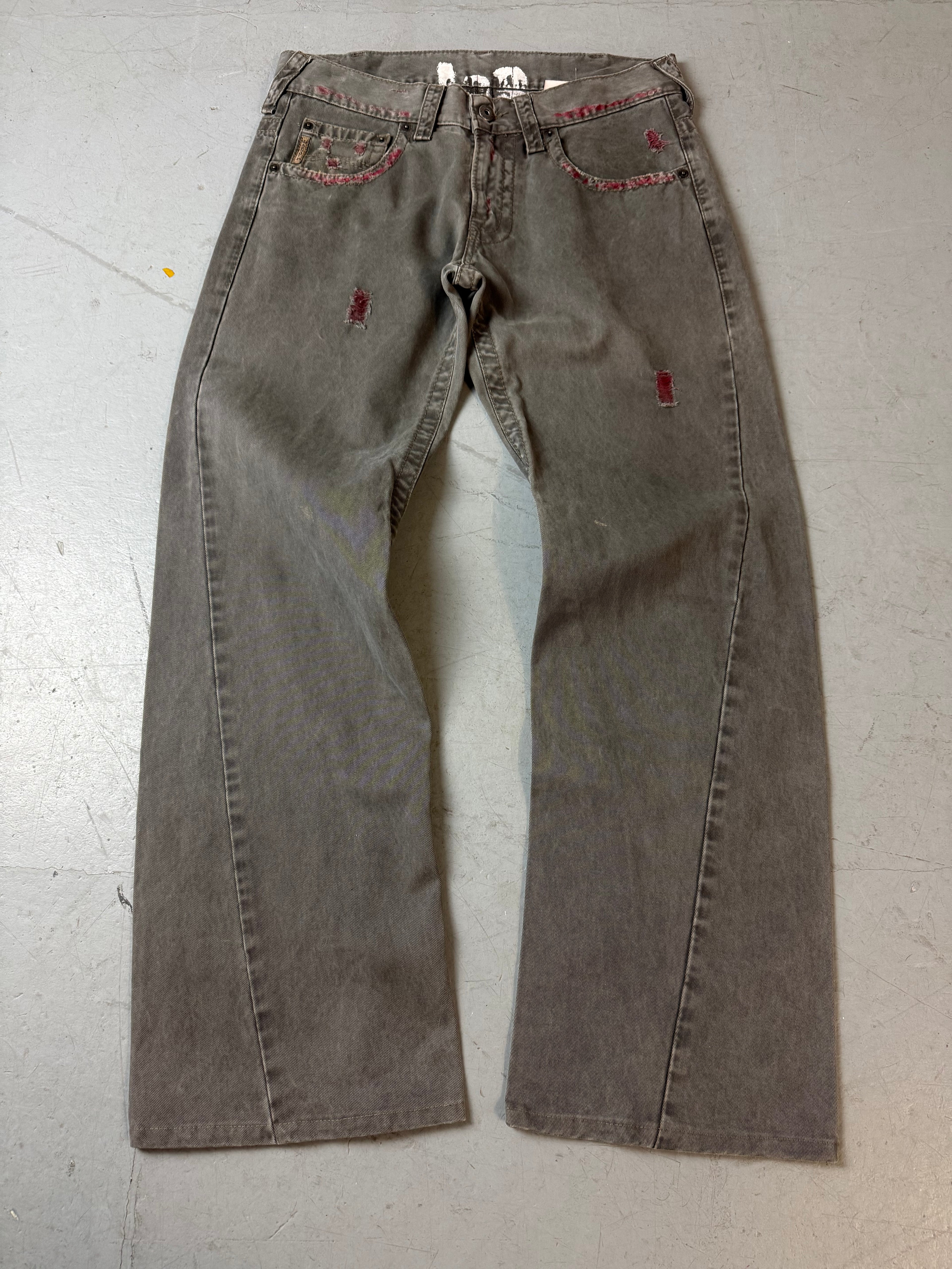 Vintage Armani Jeans Grey Straight Leg Jeans für Herren. Y2K Second Hand 2000s Fashion