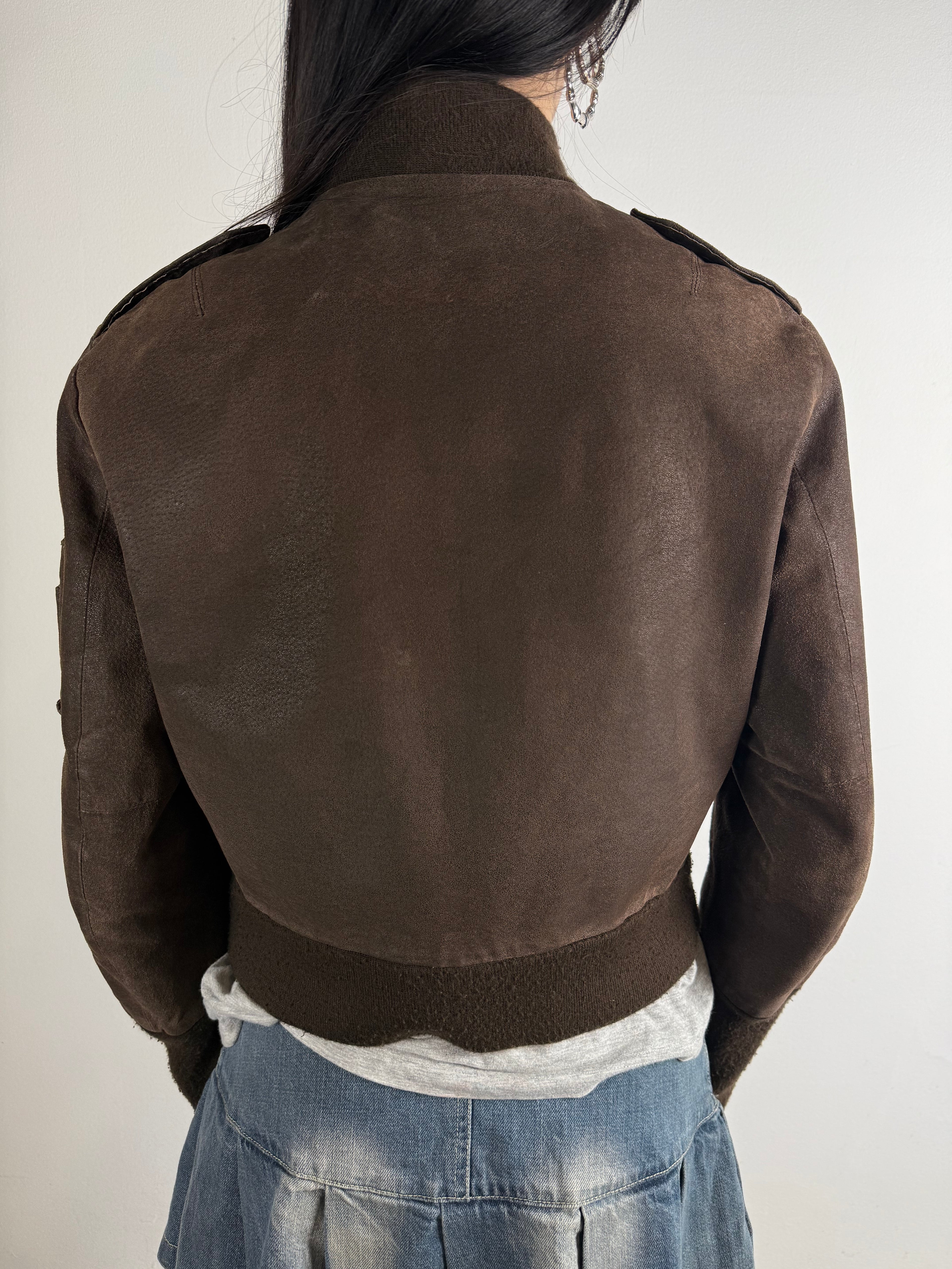 Tragebild von Vintage Brown Wild Leather Jacket S von hinten