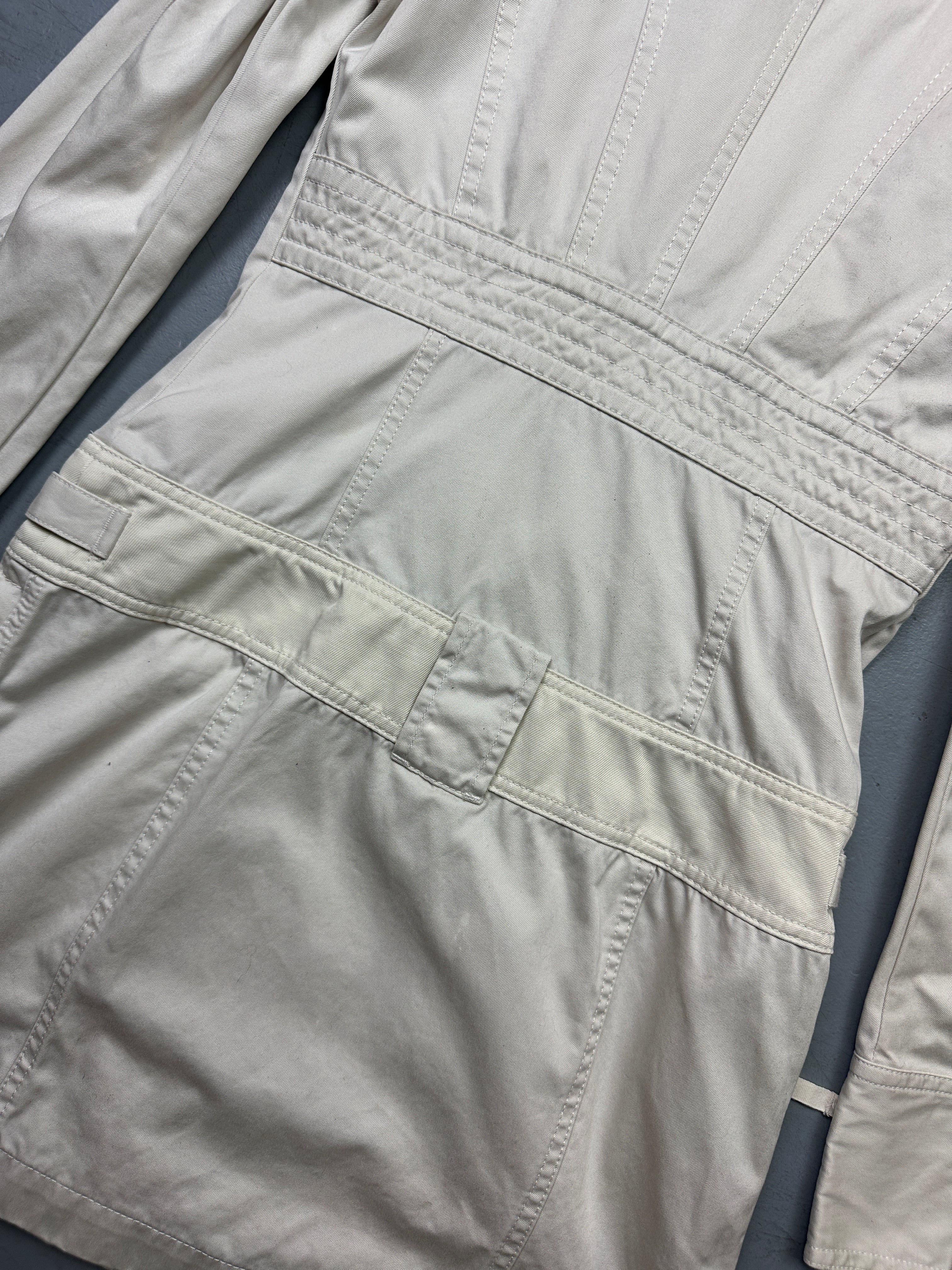 Vintage Diesel Rising Sun White Coat with asymmetrical zip. Y2K Second Hand 2000s Fashion