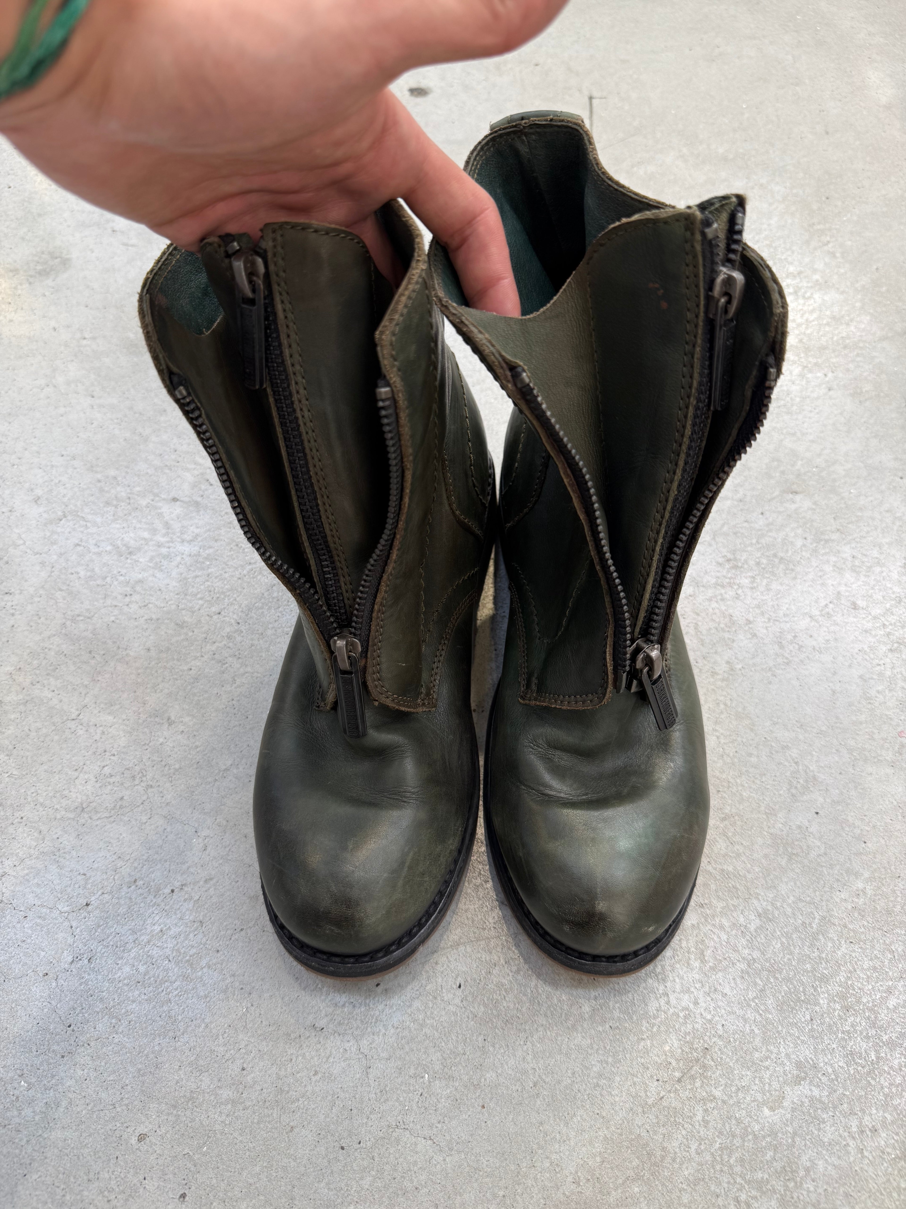Vintage Dirk Bikkembergs Green Leather Boots 40