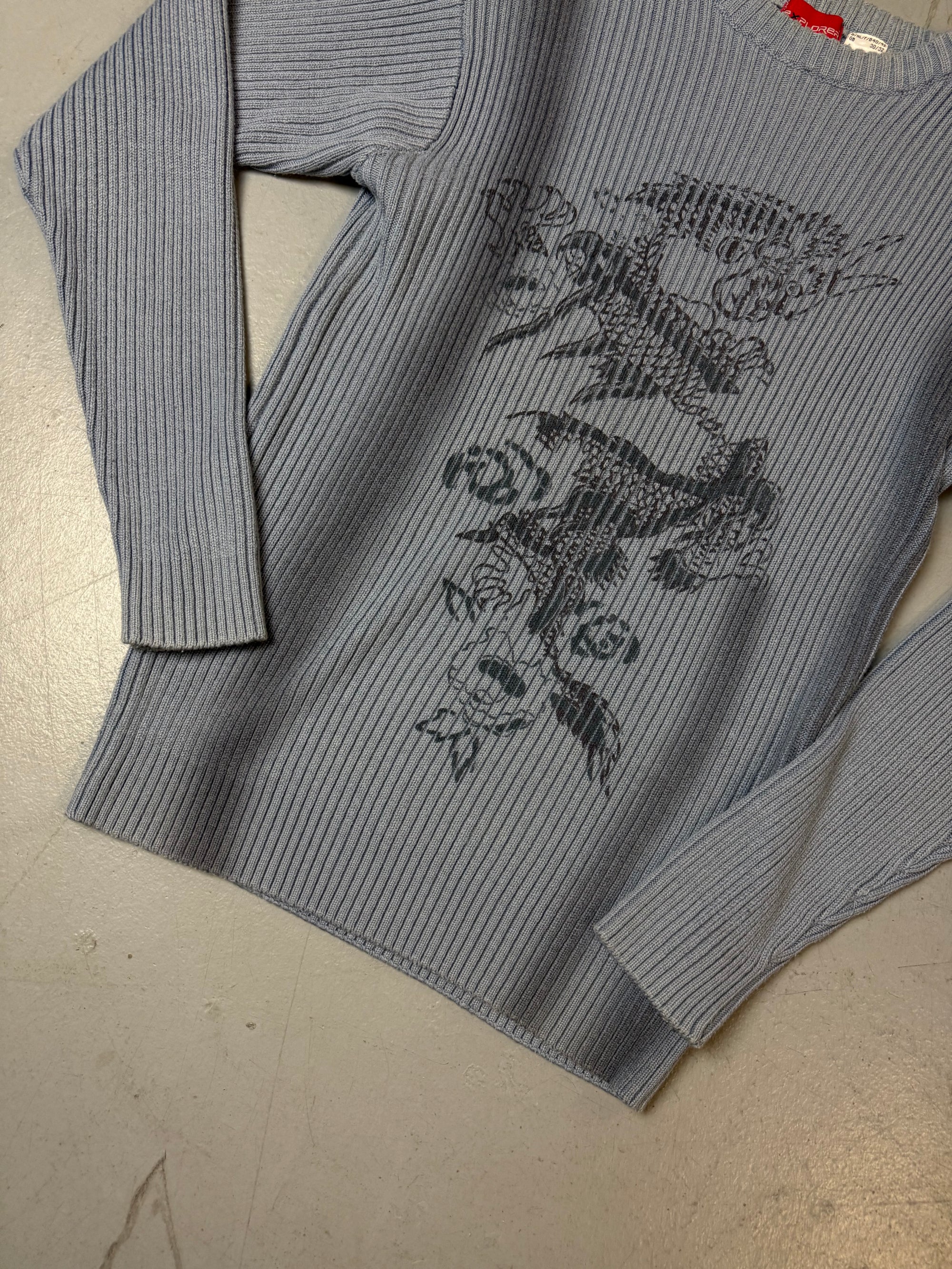 Vintage Explorer Blue Printed Knit Sweater S/M