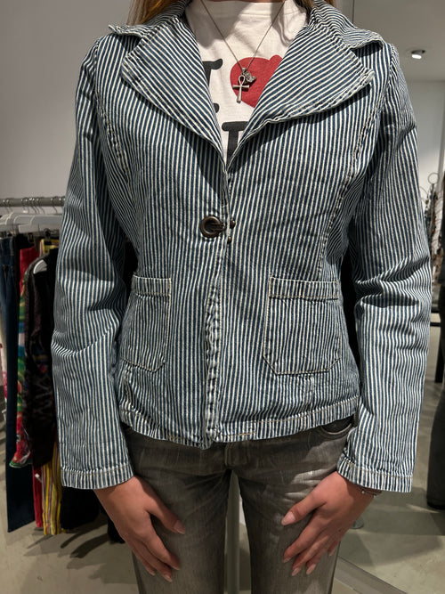 Vintage Striped Jeans Jacket (XL)