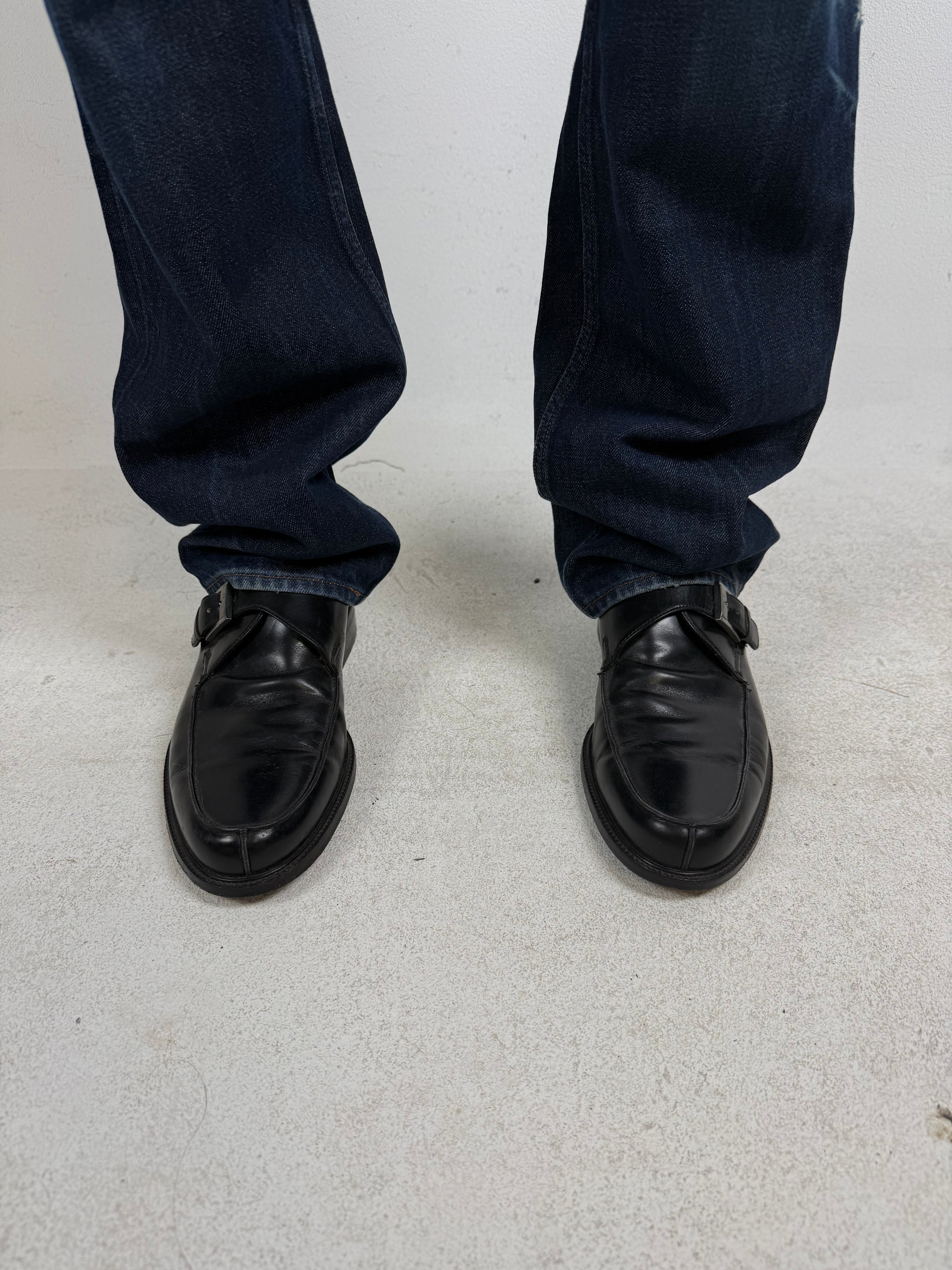 Tragebild von Vintage Salvatore Ferragamo Black Oxford Shoes 41 von vorne