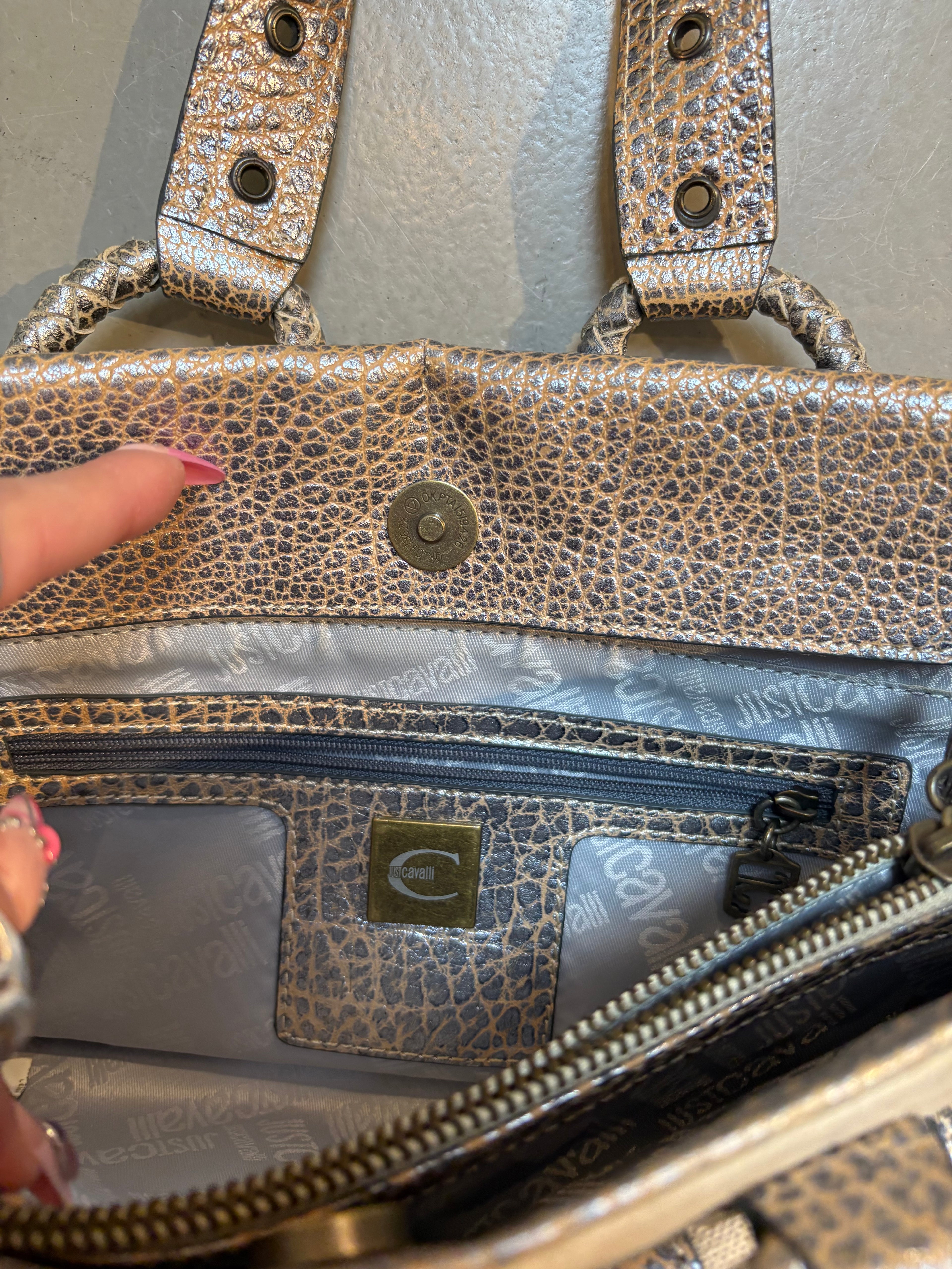 Vintage Beige Just Cavalli Mini Bag With Gold Details