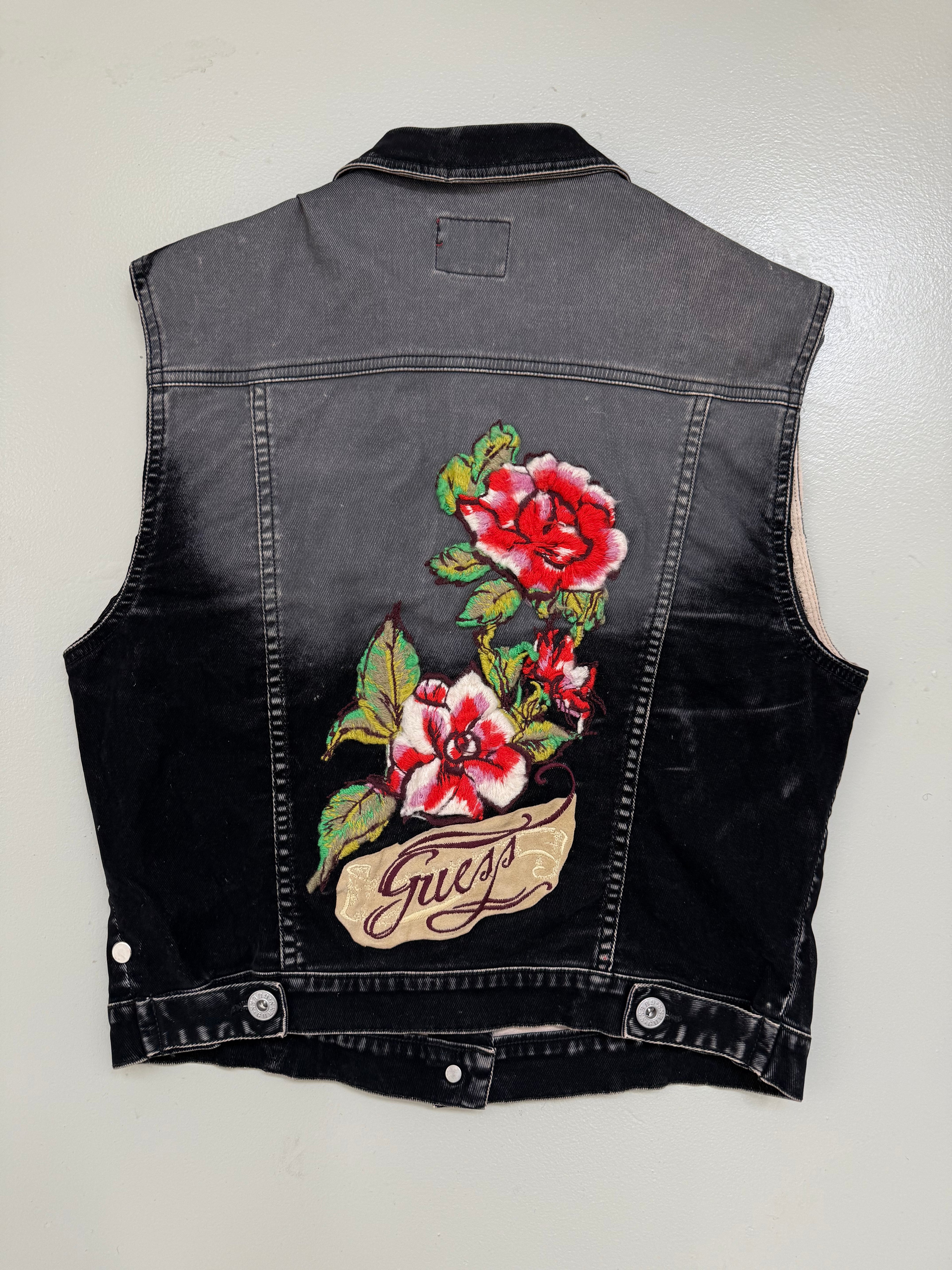 Vintage Guess Denim Button Up Top L