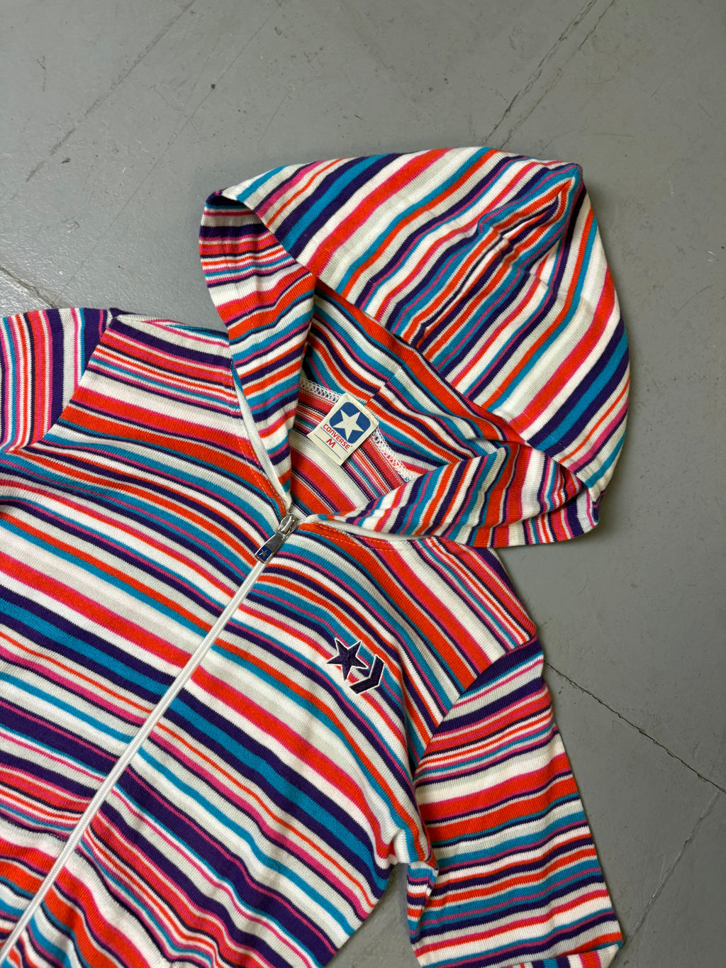 Vintage Converse Colorful Striped Zip Hoodie S/M