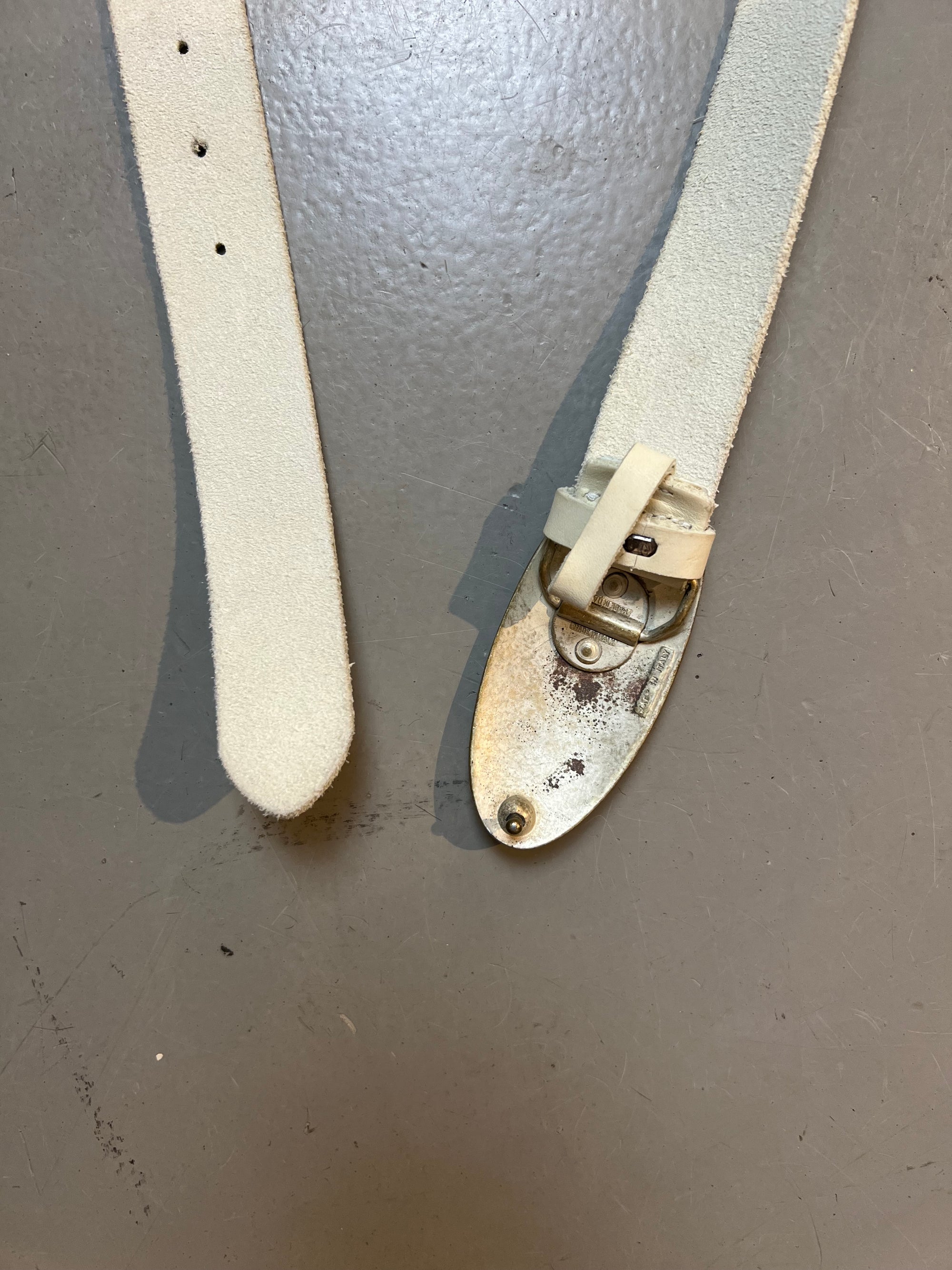 Vintage White Replay Silver Buckle Leather Belt