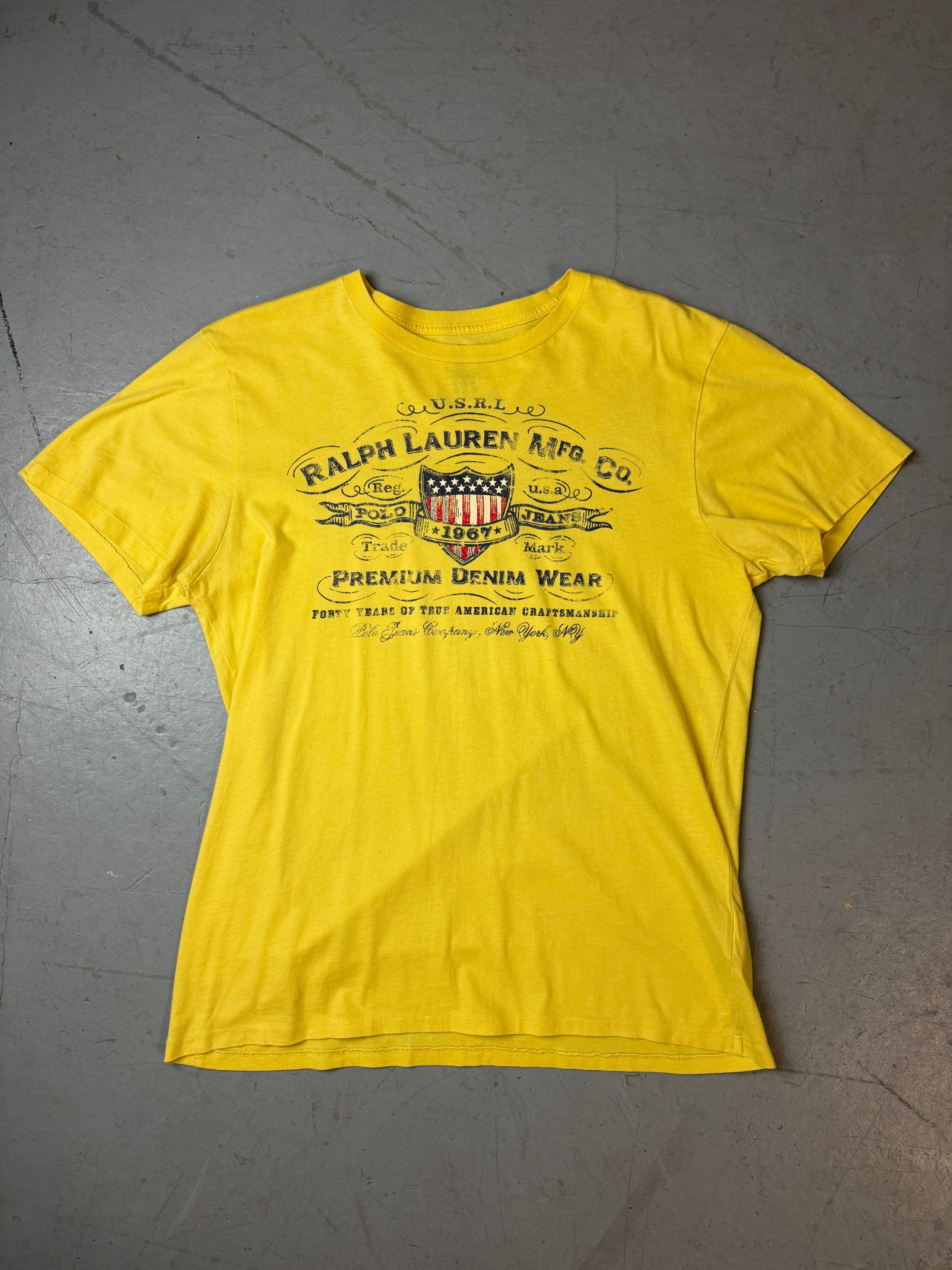 Produktbild von Vintage Ralph Lauren Yellow Printed Shirt M von vorne 