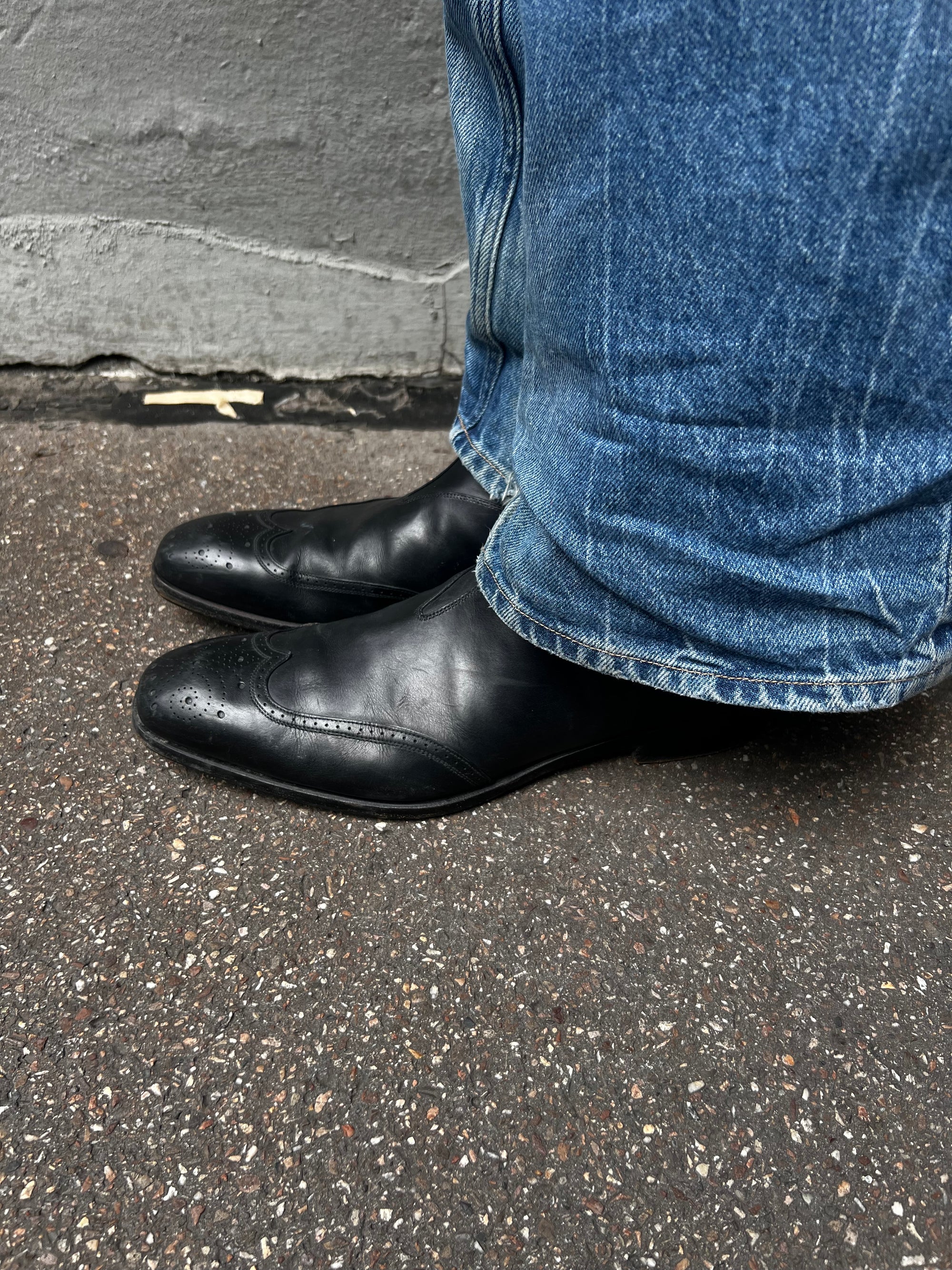 Vintage Prada Black Brogue Boots 42 1/2