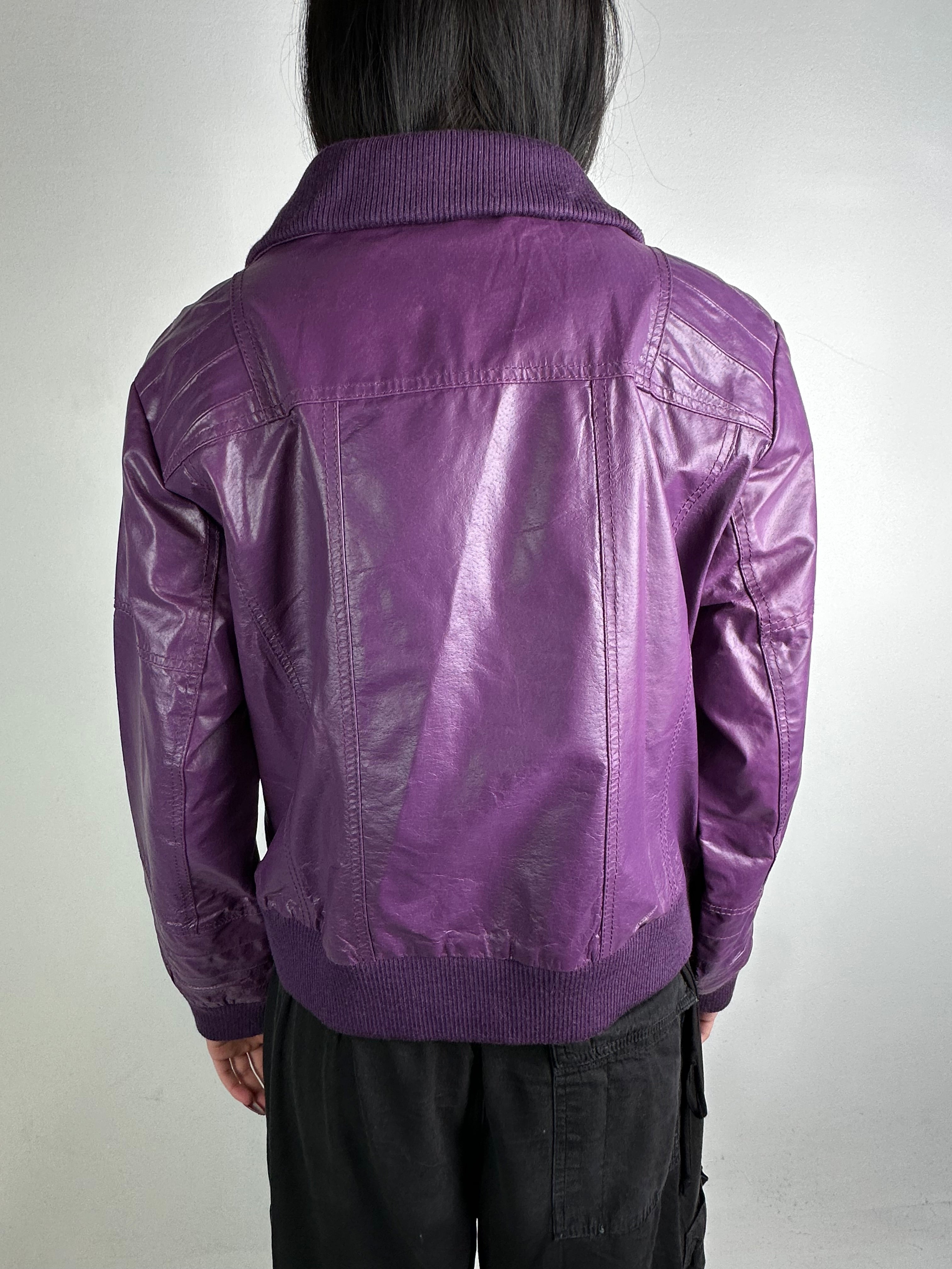 Vintage Purple Leather Jacket L