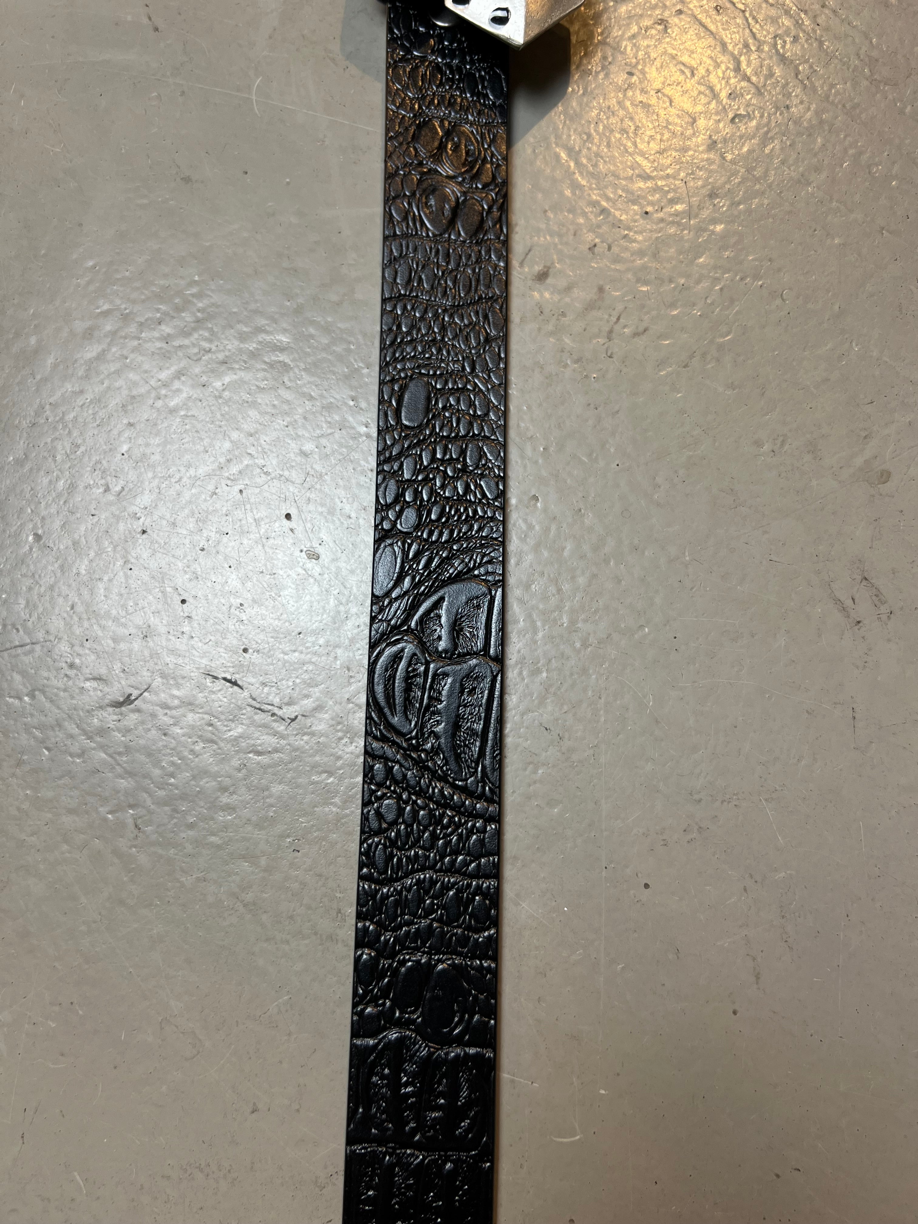 Vintage Black Crocodile Optic Leather Belt