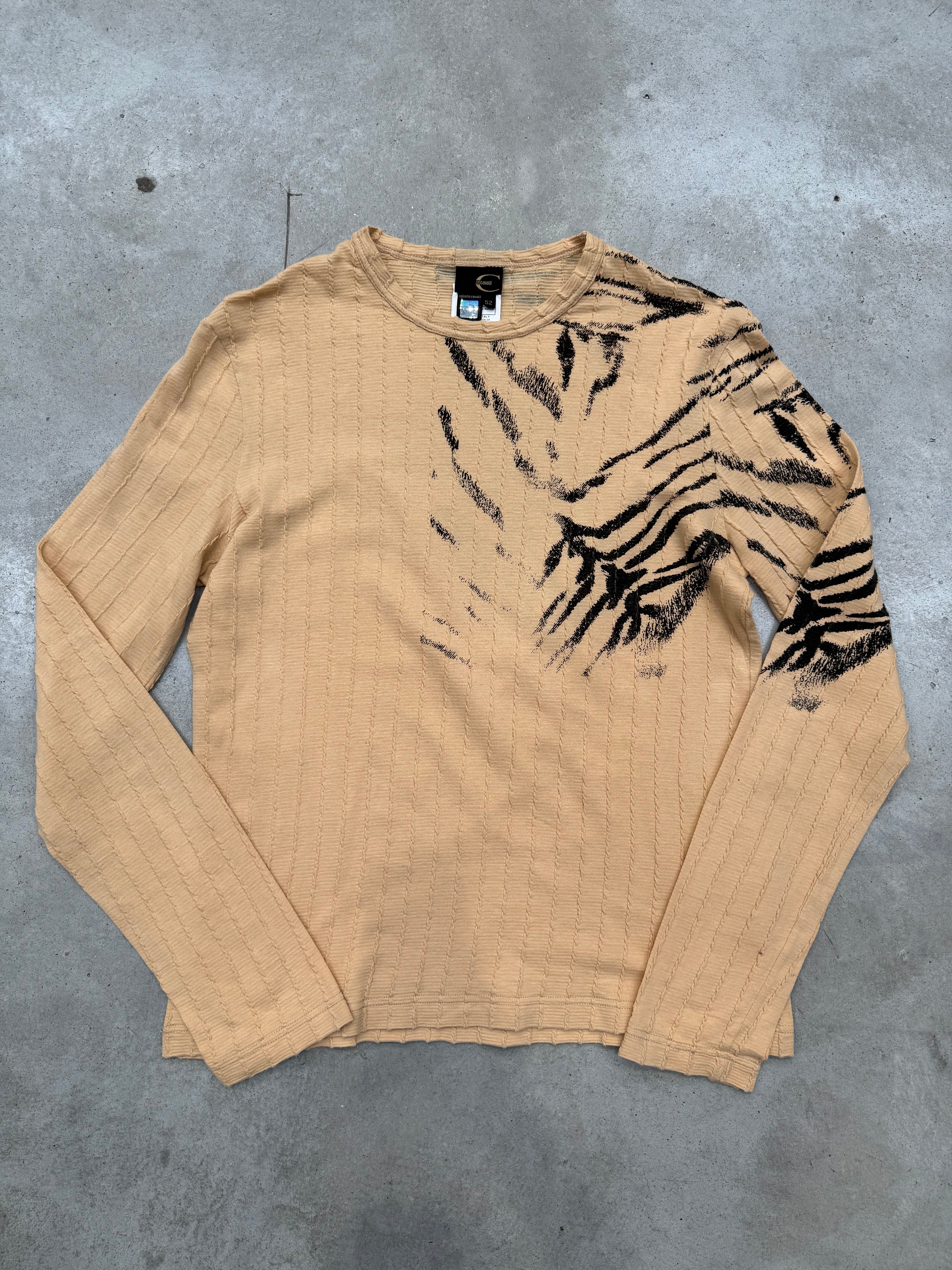 Vintage Just Cavalli Beige Tiger Print Longsleeve M