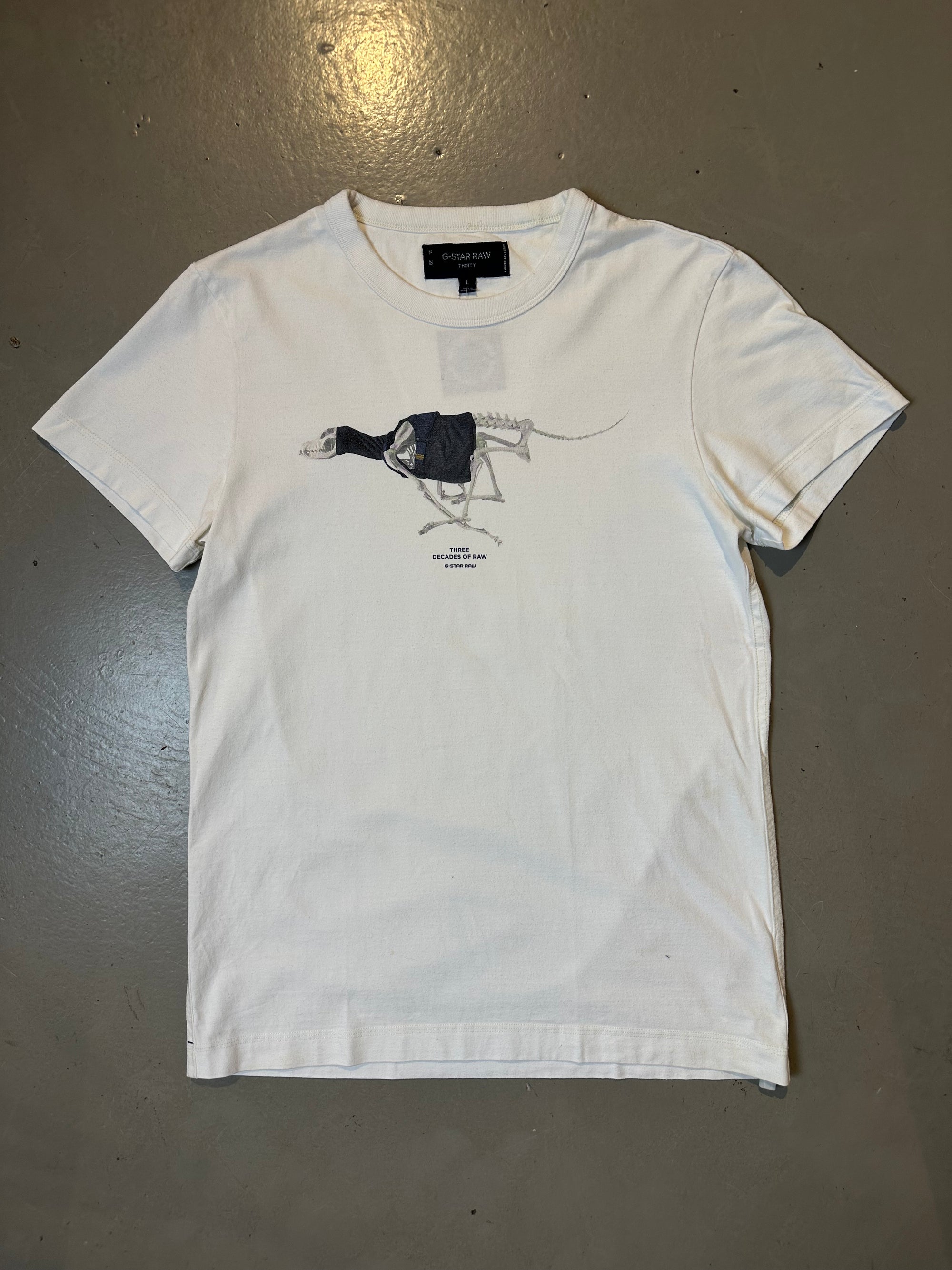 Vintage White Printed G-Star Tee M/L