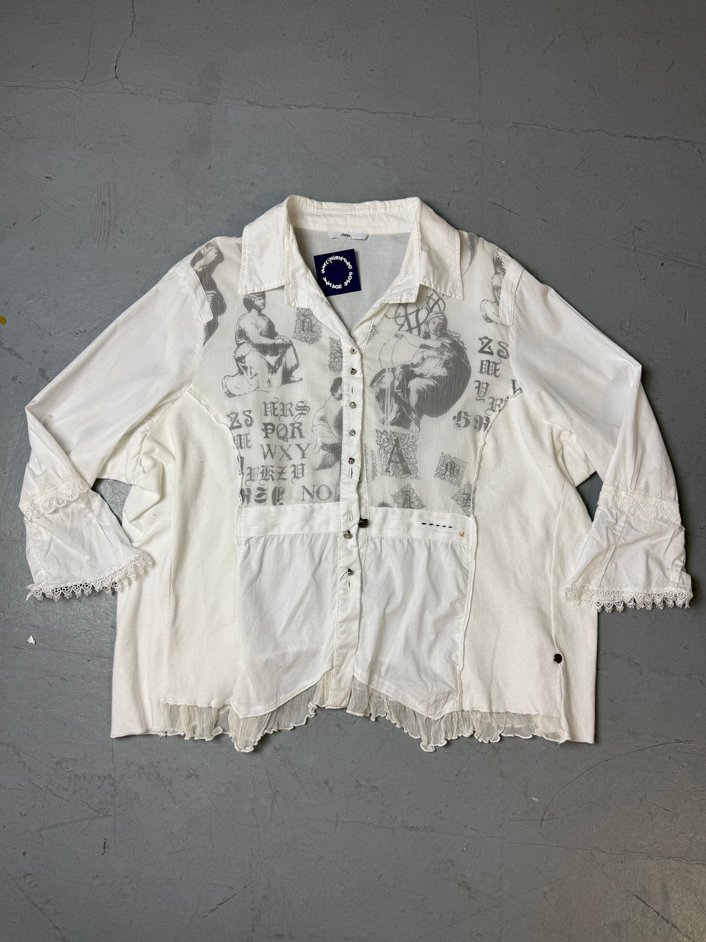 Vintage Bottega White Ruffled Blouse L