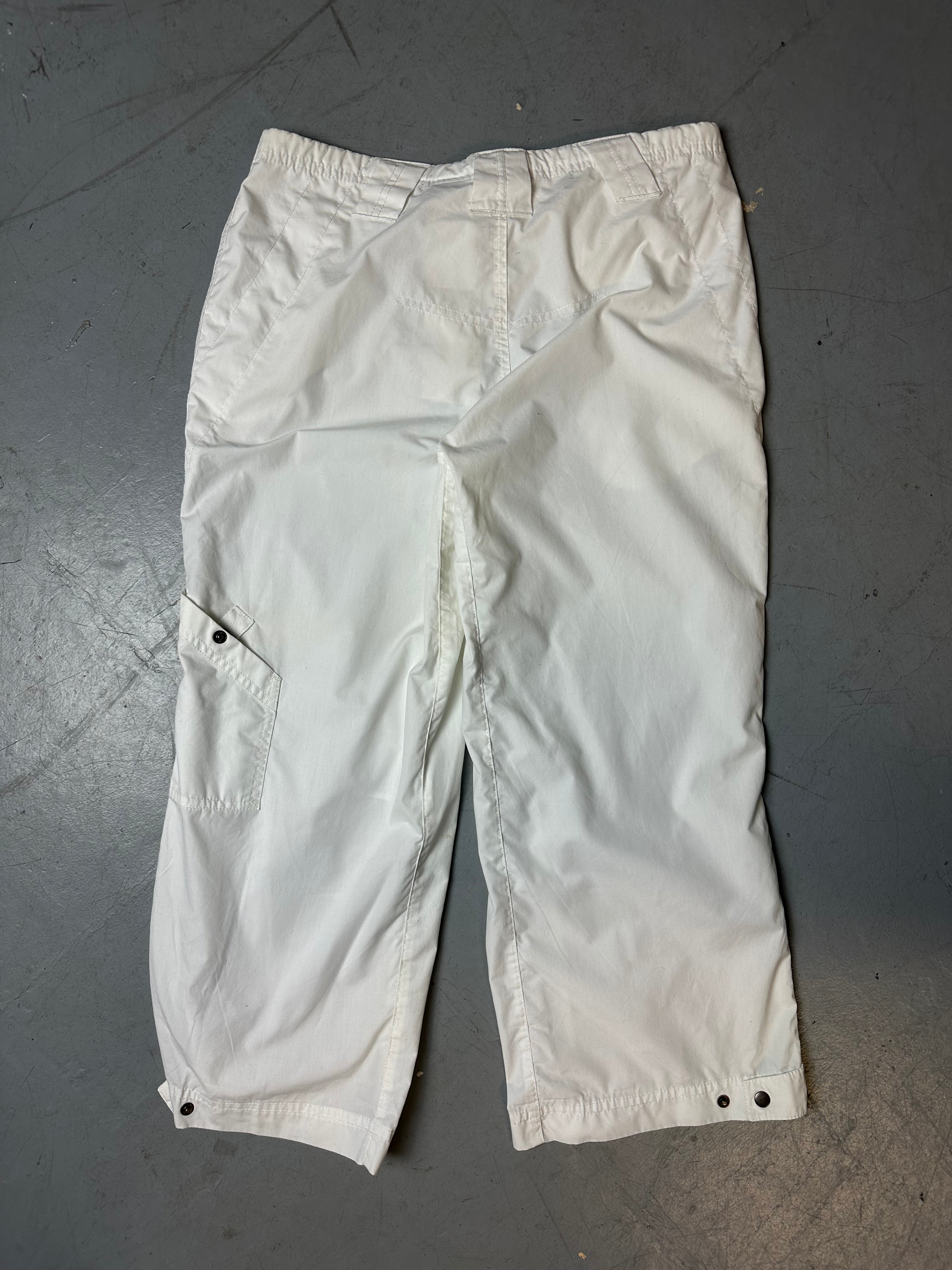 Vintage Nike White Capri Track Pants M