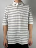 Vintage Burberry Grey/White Striped Polo Shirt für Herren. Y2K Second Hand 2000s Fashion