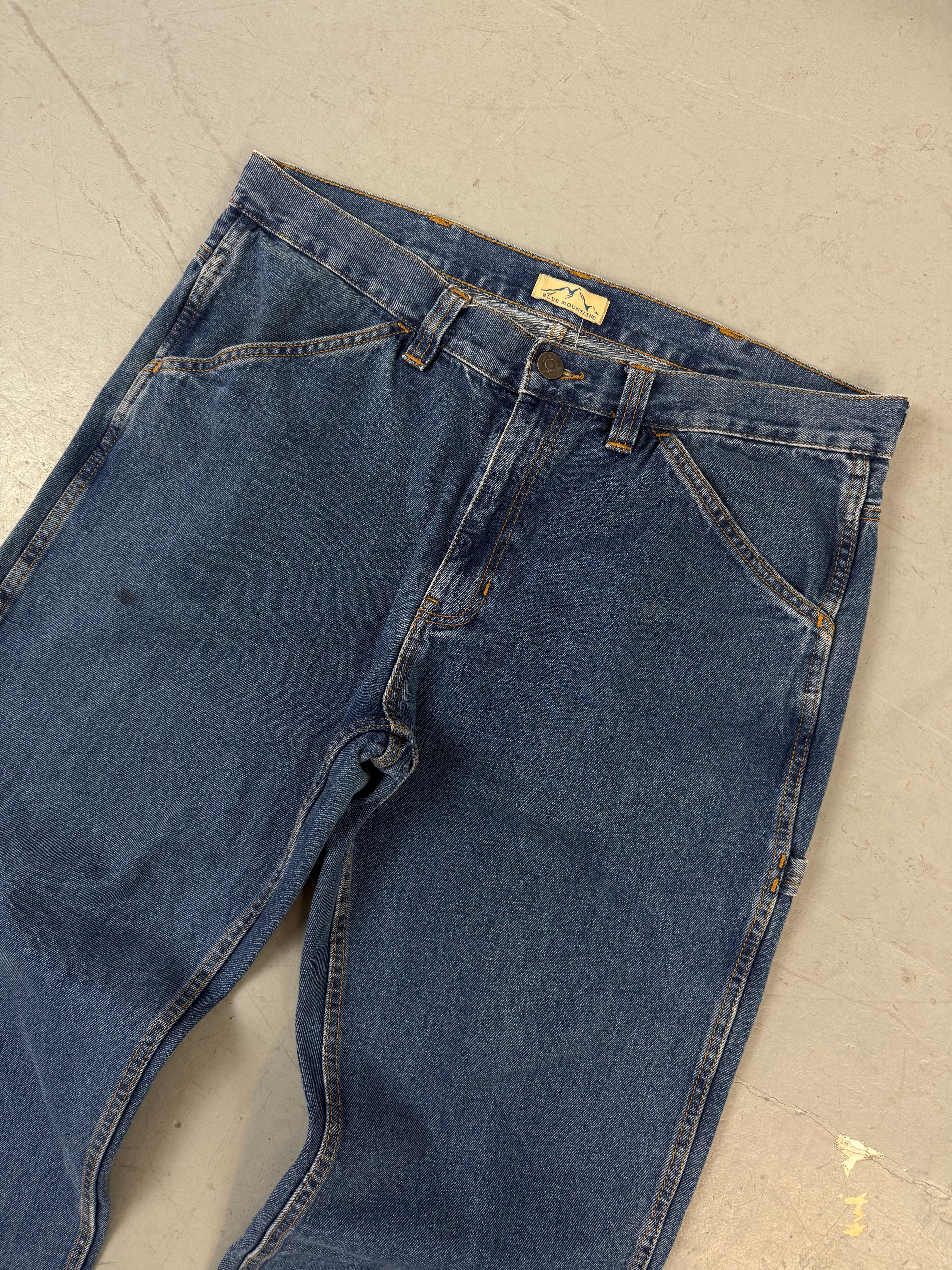 Vintage Blue Mountain Baggy Jeans für Herren. Secondhand Y2K 2000s Fashion