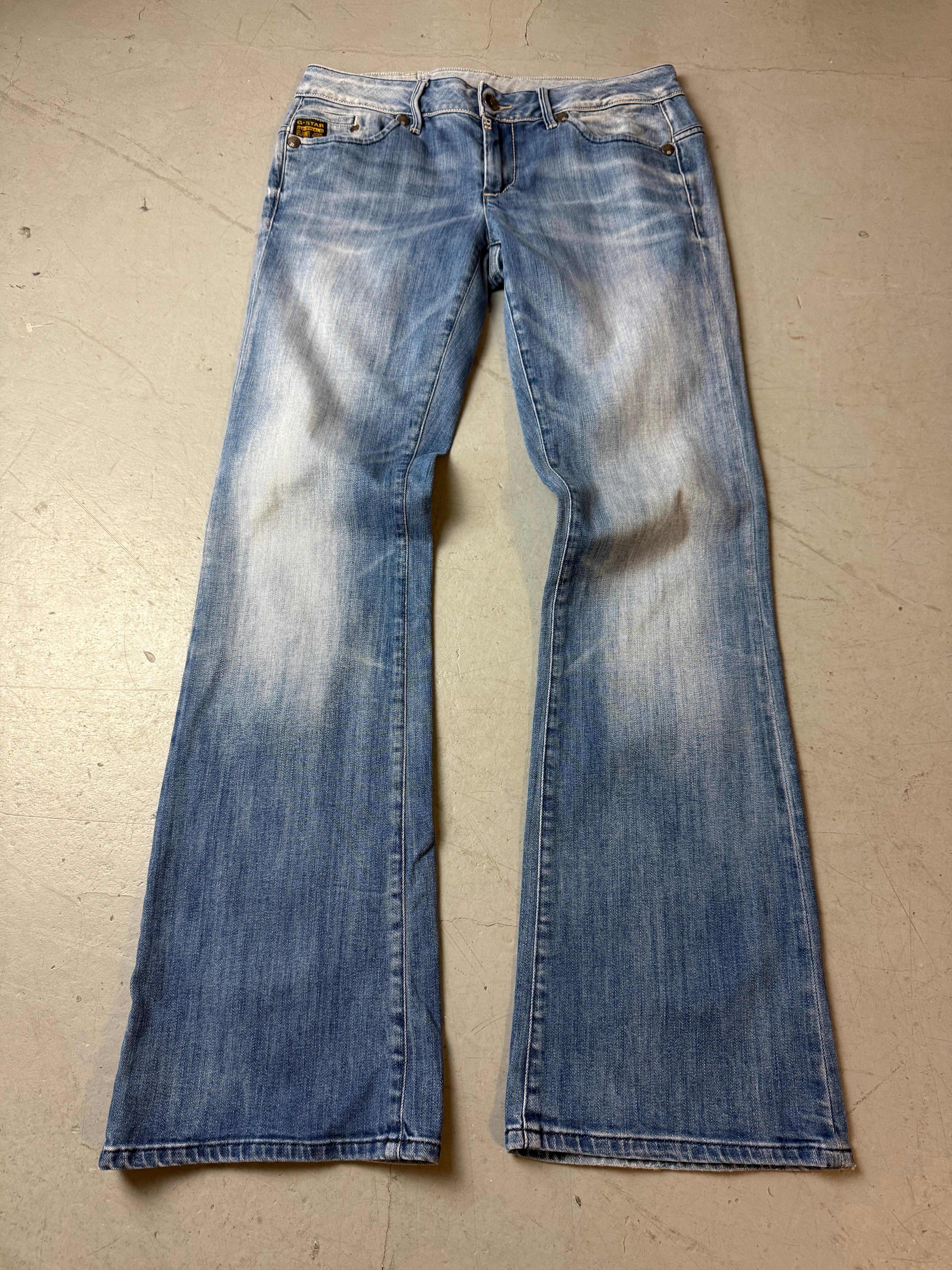 Vintage G-Star Raw Low Waist Bootcut Jeans für Damen. Y2K Second Hand 2000s Fashion