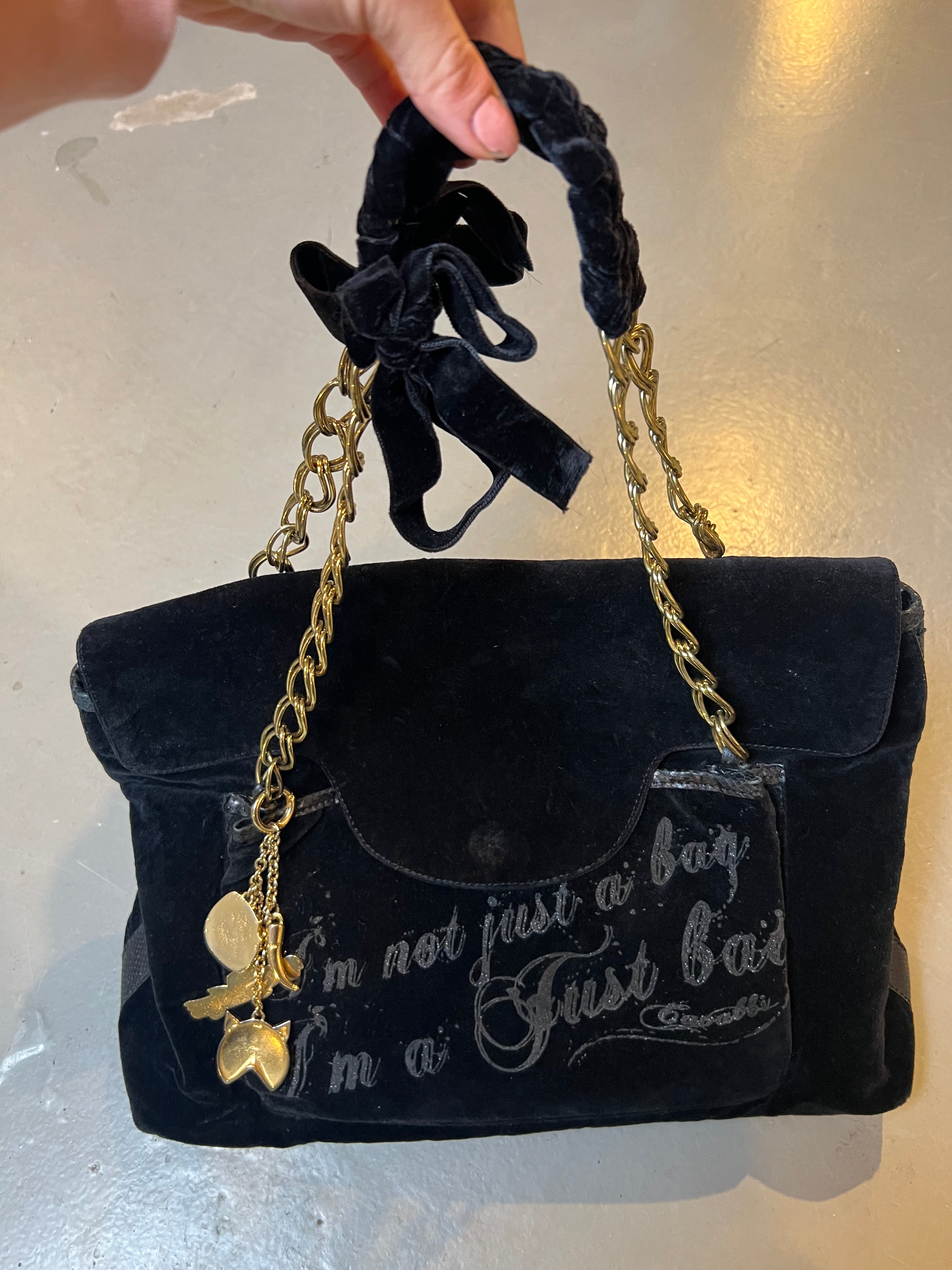 Vintage Just Cavalli Black Velvet Bag
