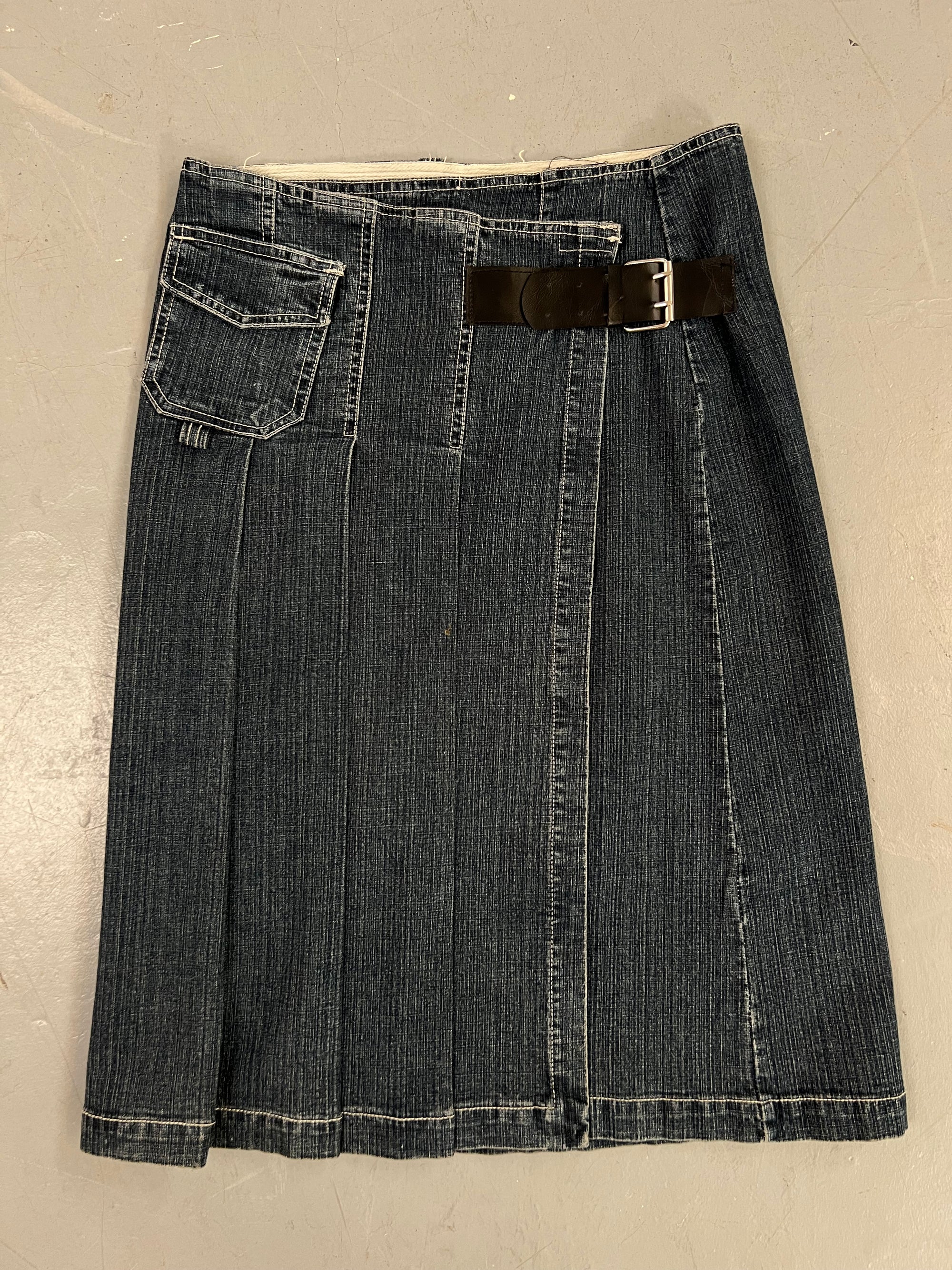 Vintage Denim Midi Skirt M