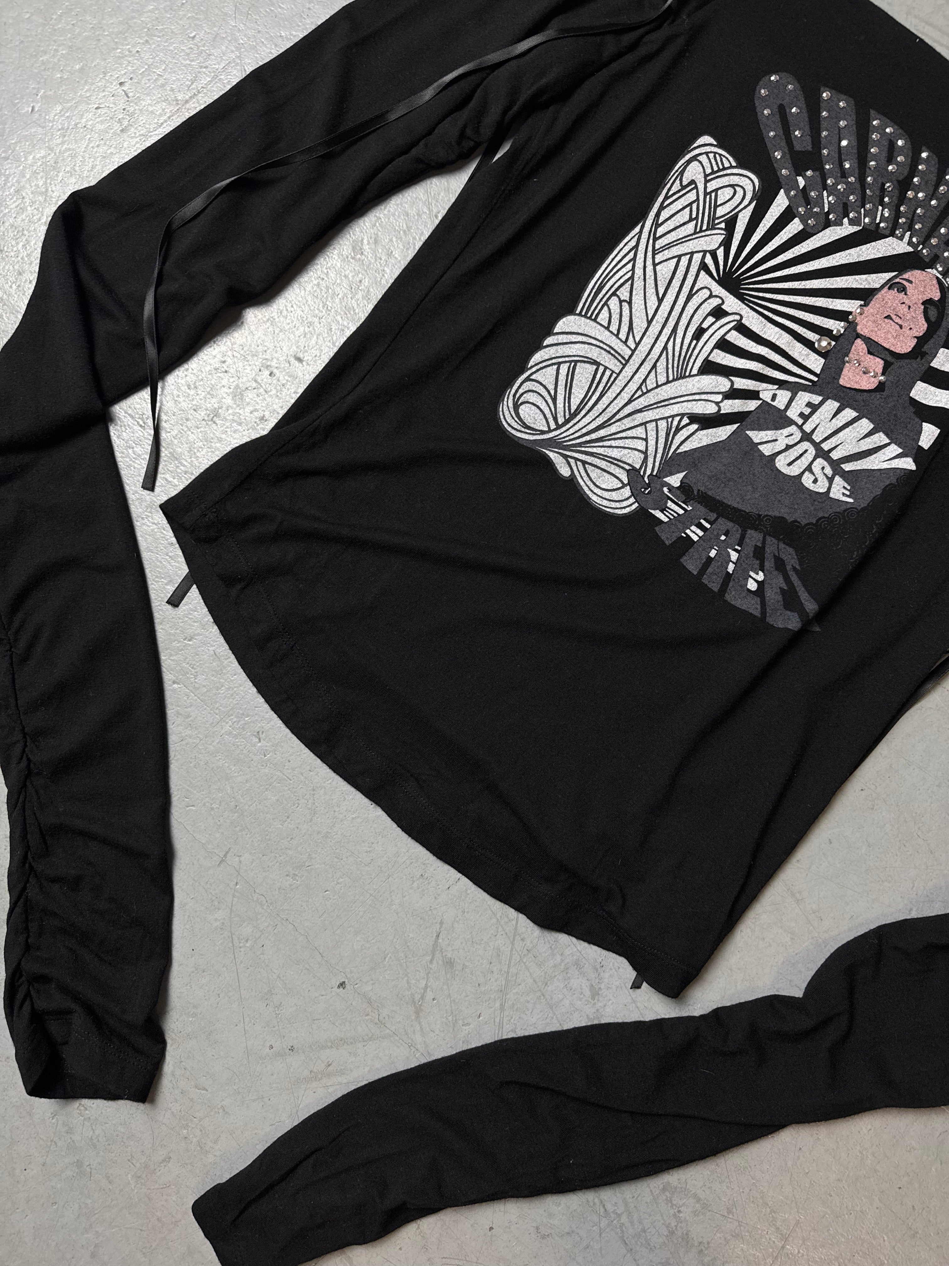 Vintage Denny Rose Super Long Sleeves Black Top S