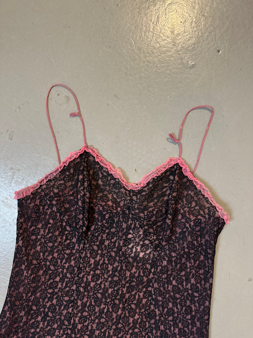 Vintage Pink/Black Midi Dress S