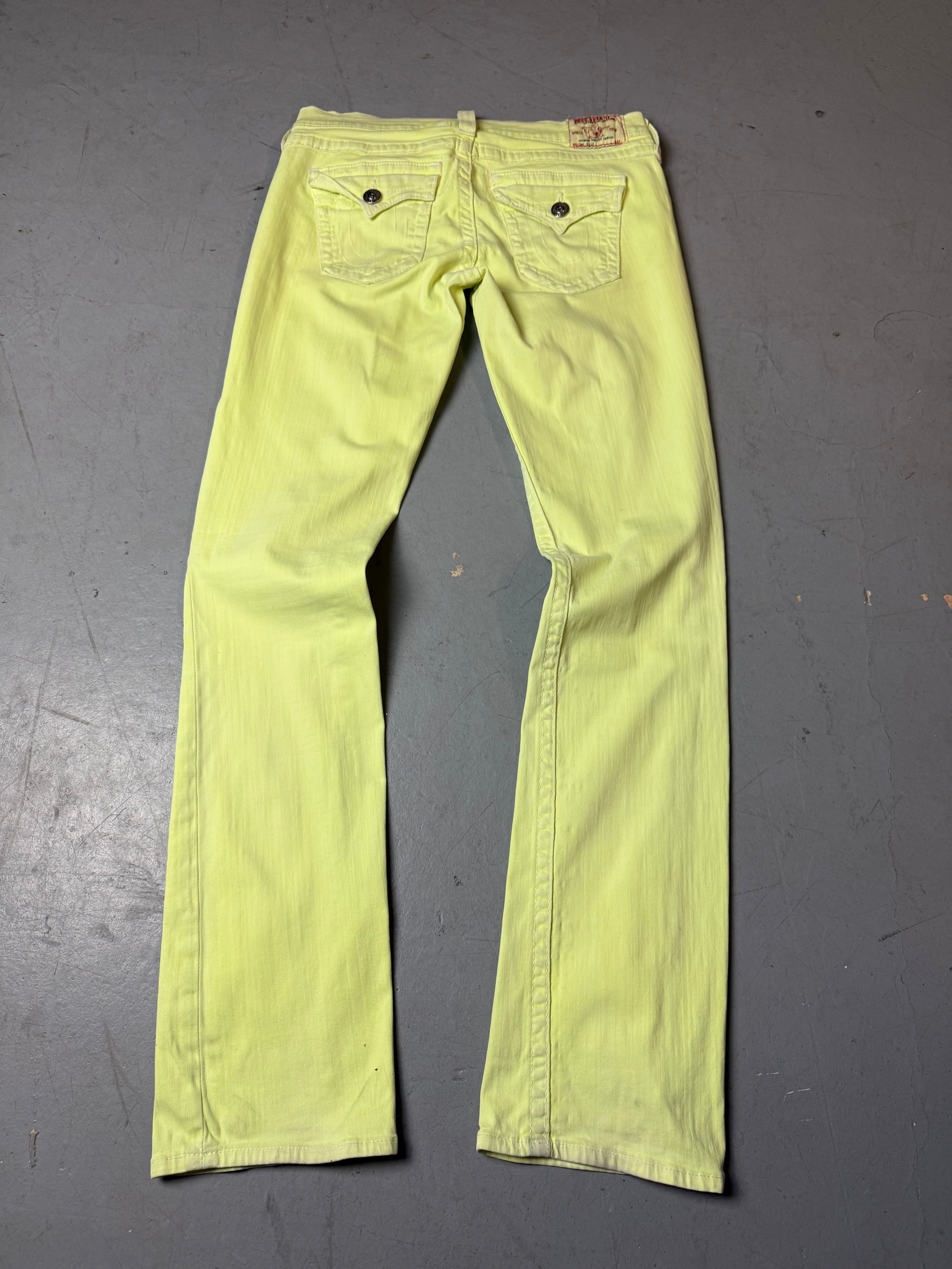 Produktbild von einer Vintage True Religion Yellow Straight Leg Denim von hinten